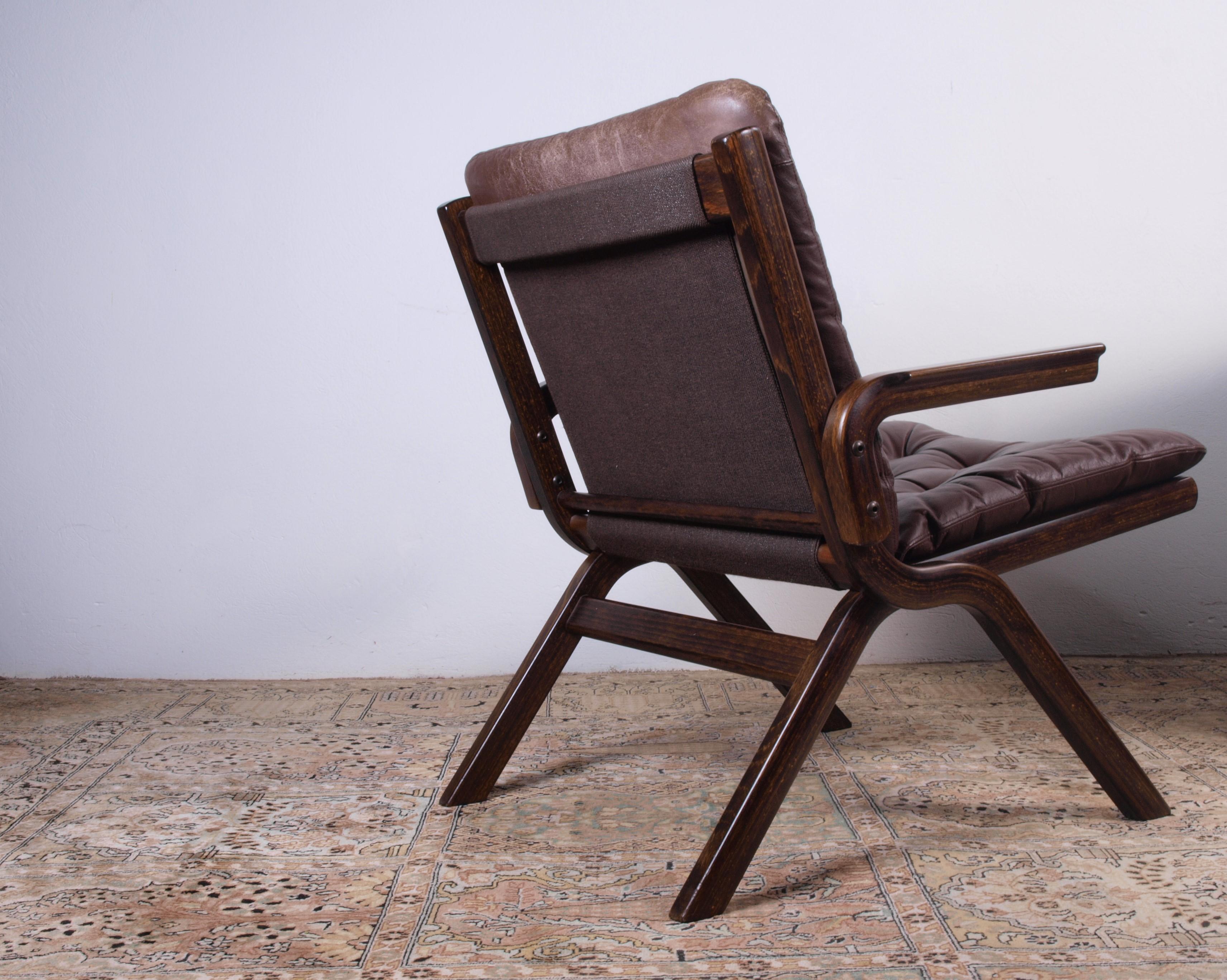 Scandinavian Modern Ekornes Norway, Leather folding chair 1960s