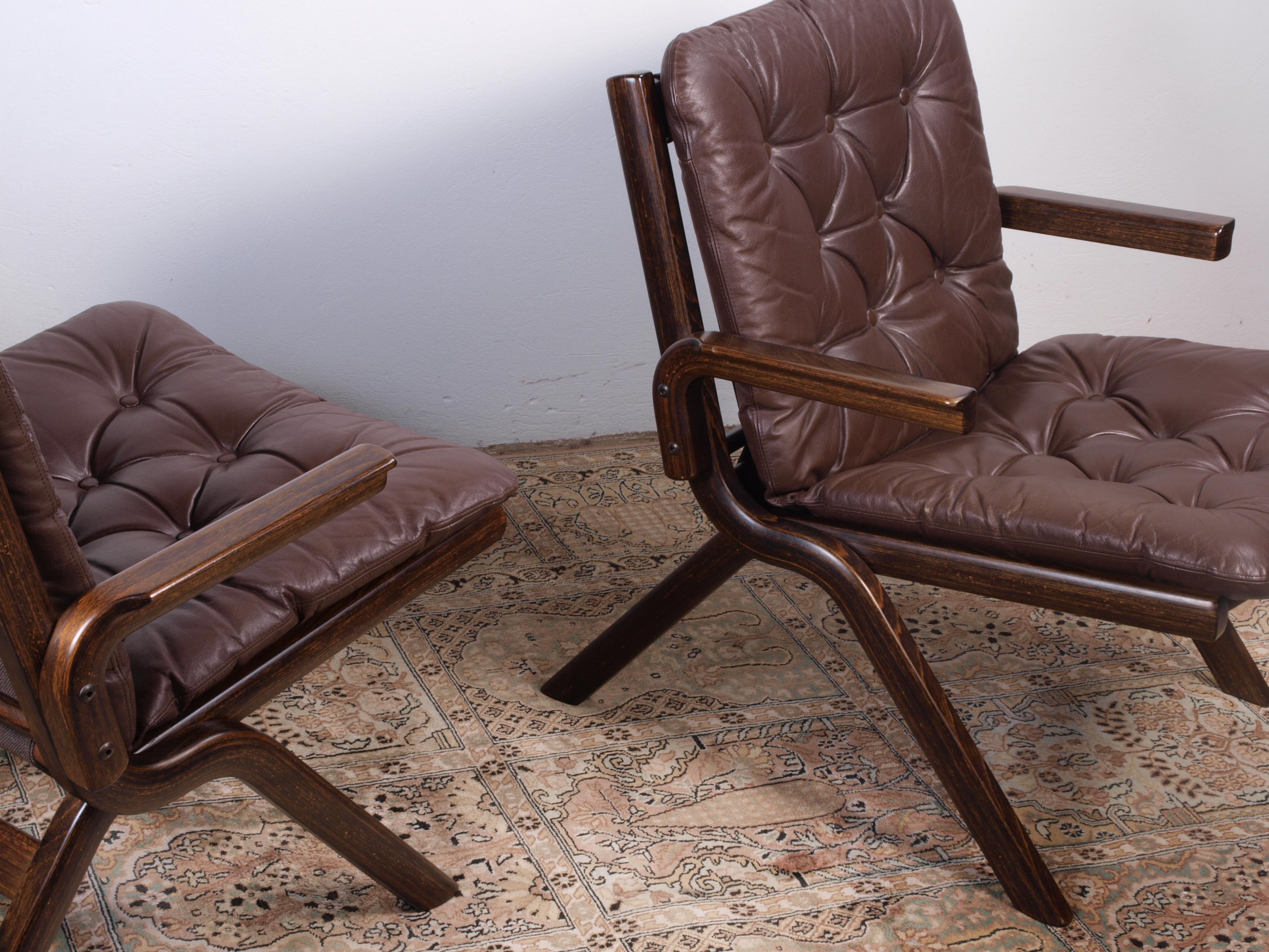 Mid-20th Century Ekornes Norway, Leather folding chair 1960s
