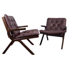 Retro Ekornes Norway, Leather folding chair 1960s