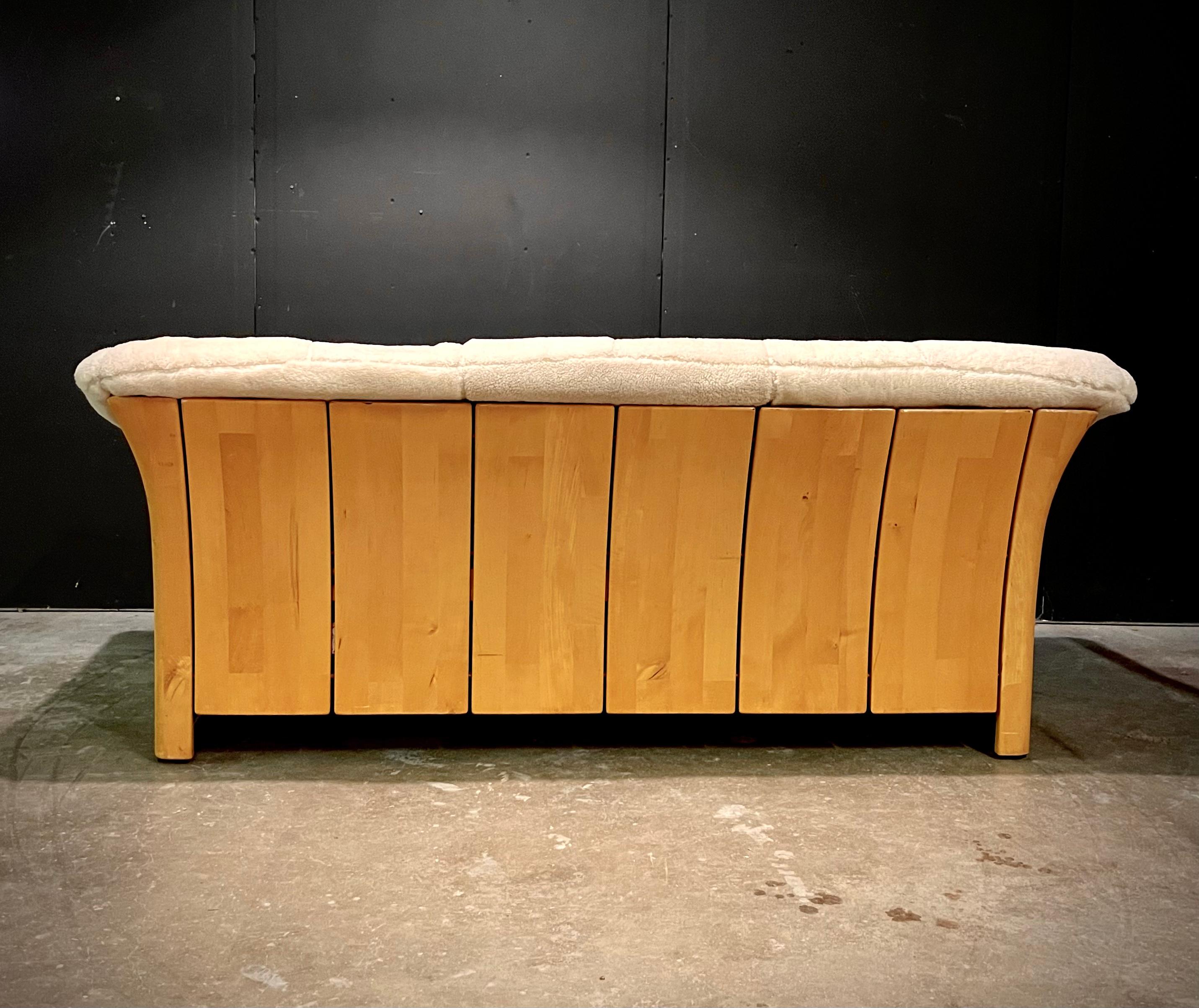 Scandinavian Modern Ekornes Postmodern Sheepskin Sofa, Shearling, Scandinavian Art Deco Style For Sale