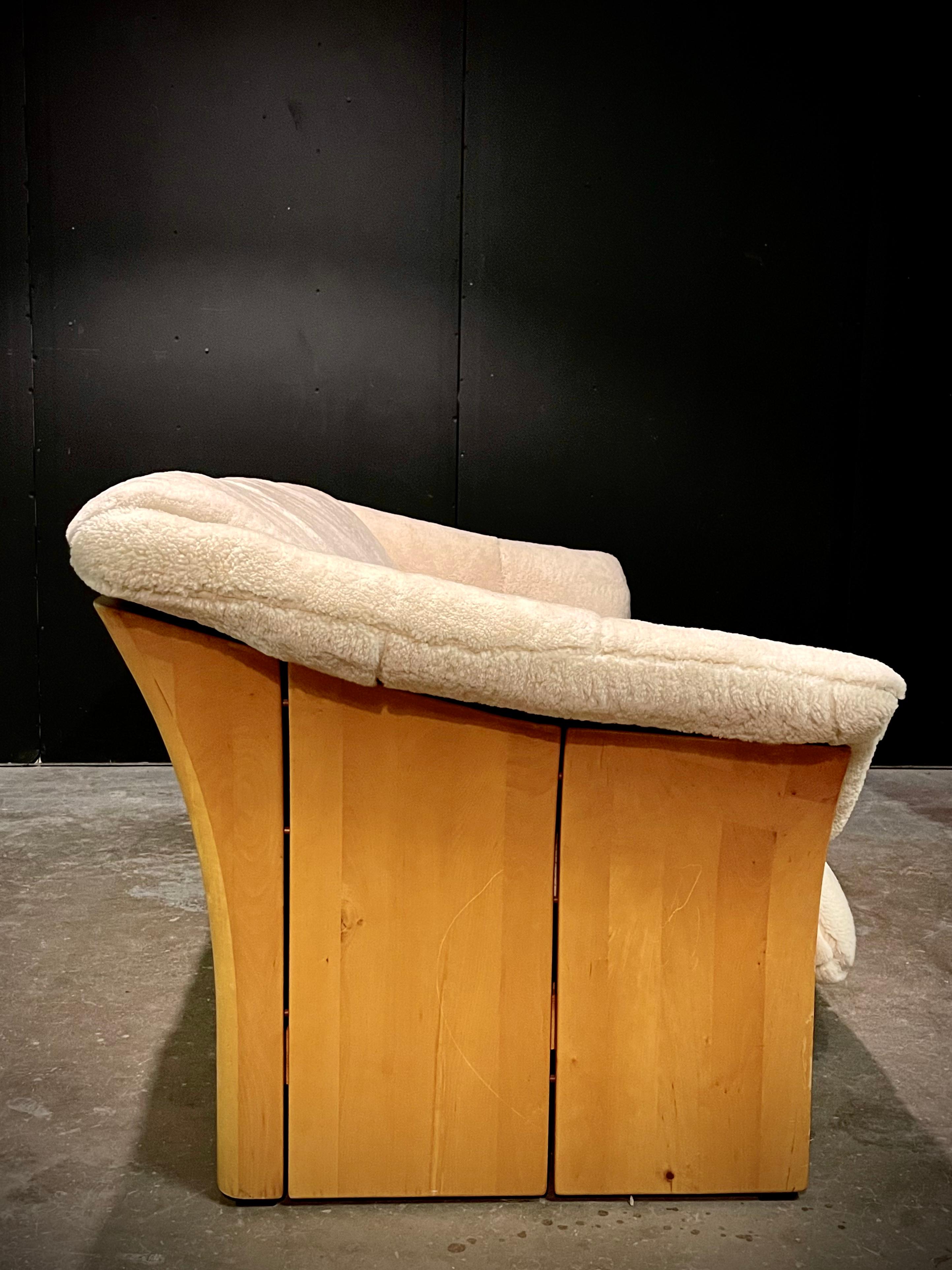 Late 20th Century Ekornes Postmodern Sheepskin Sofa, Shearling, Scandinavian Art Deco Style For Sale