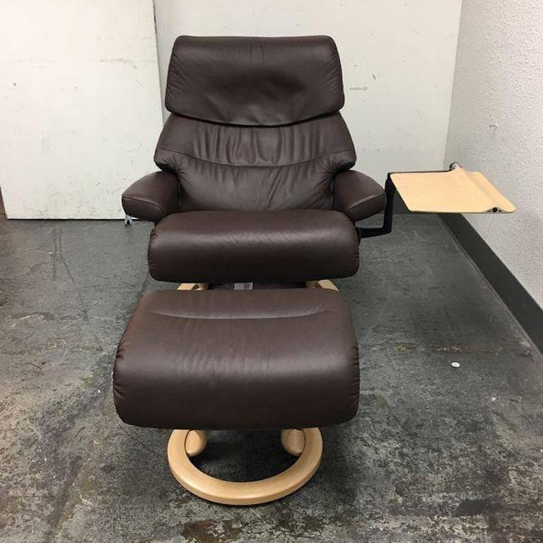 Ekornes Reclining Chair and Ottoman Set 1