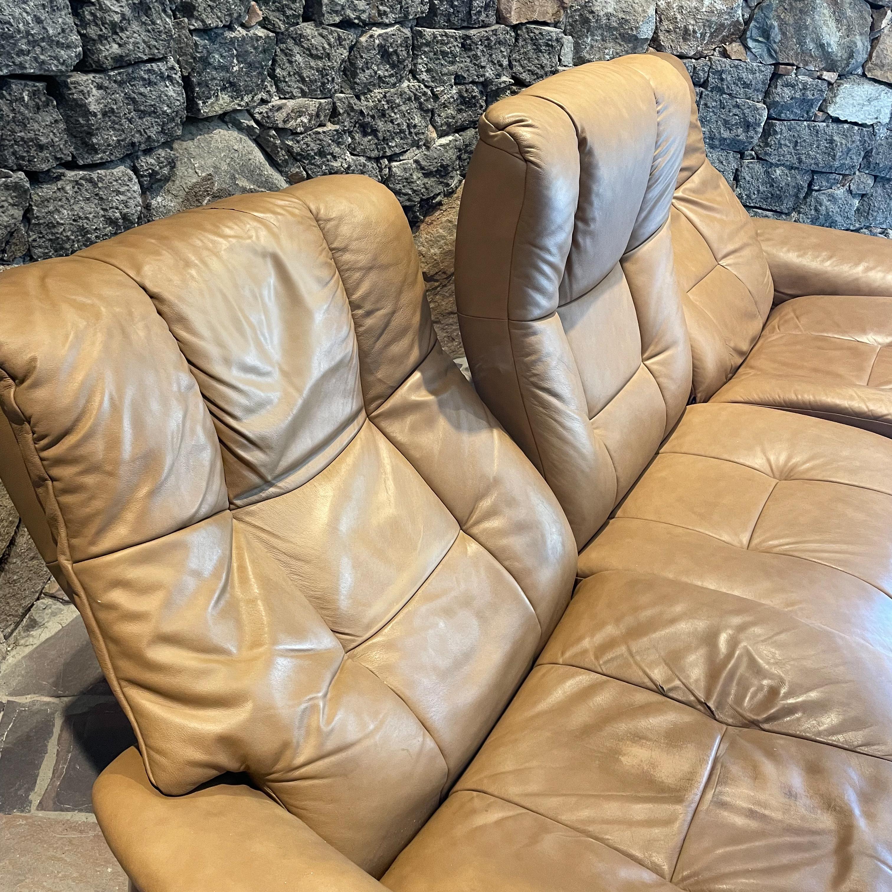 Modern Ekornes Stressless Reclining Leather Sofa High-Back For Sale