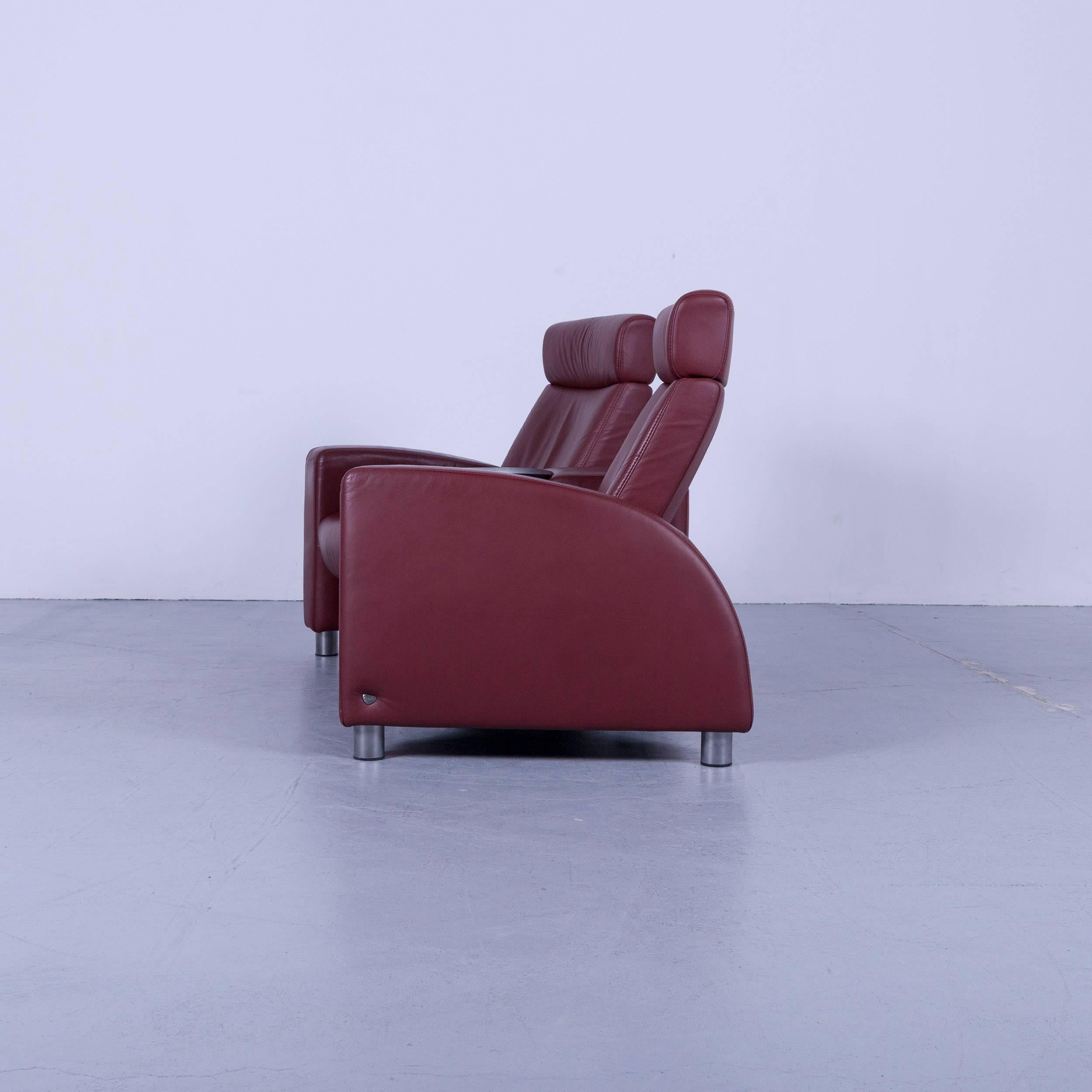 Ekornes Stressless Arion Leather Cinema-Sofa Red Recliner 3