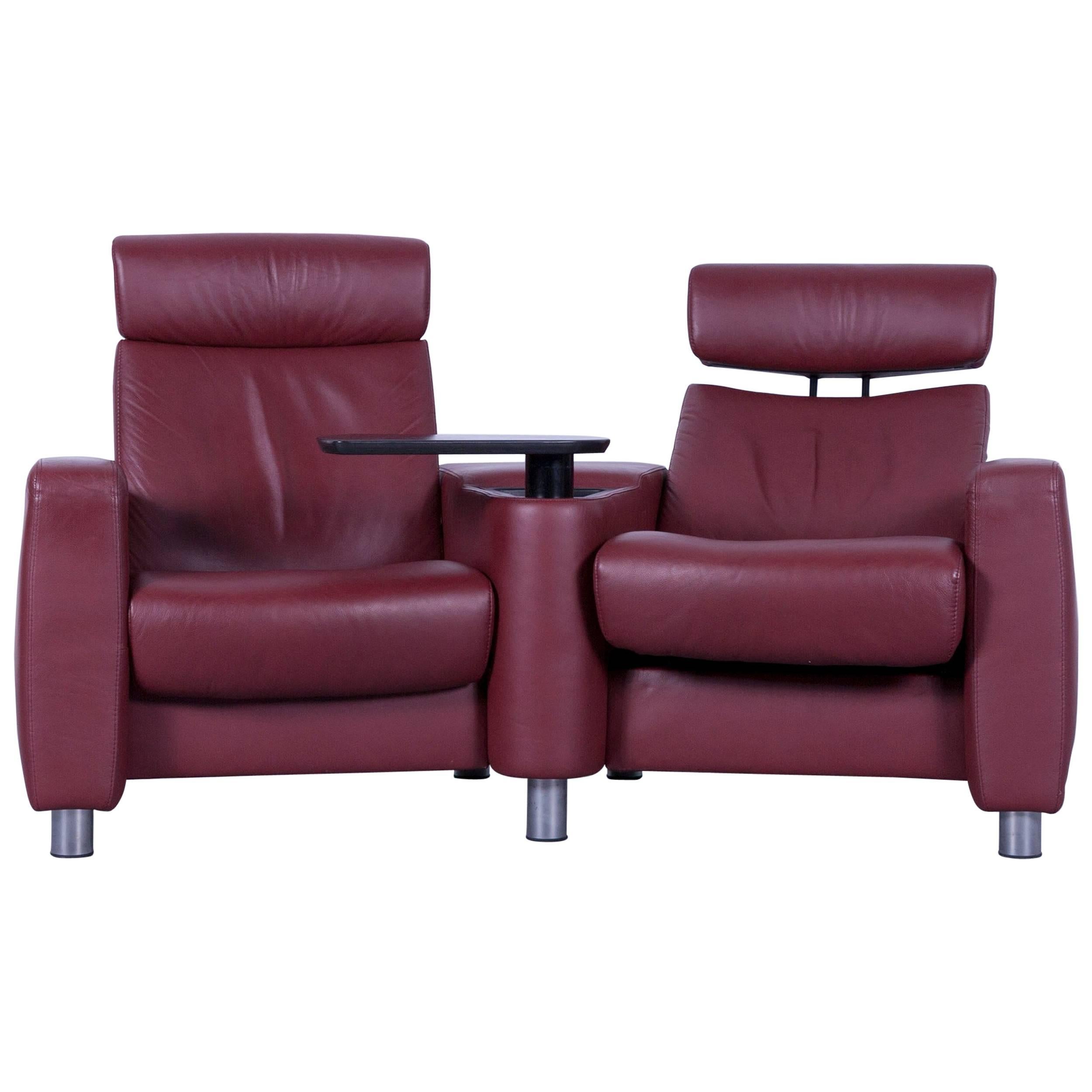 Ekornes Stressless Arion Leather Cinema-Sofa Red Recliner