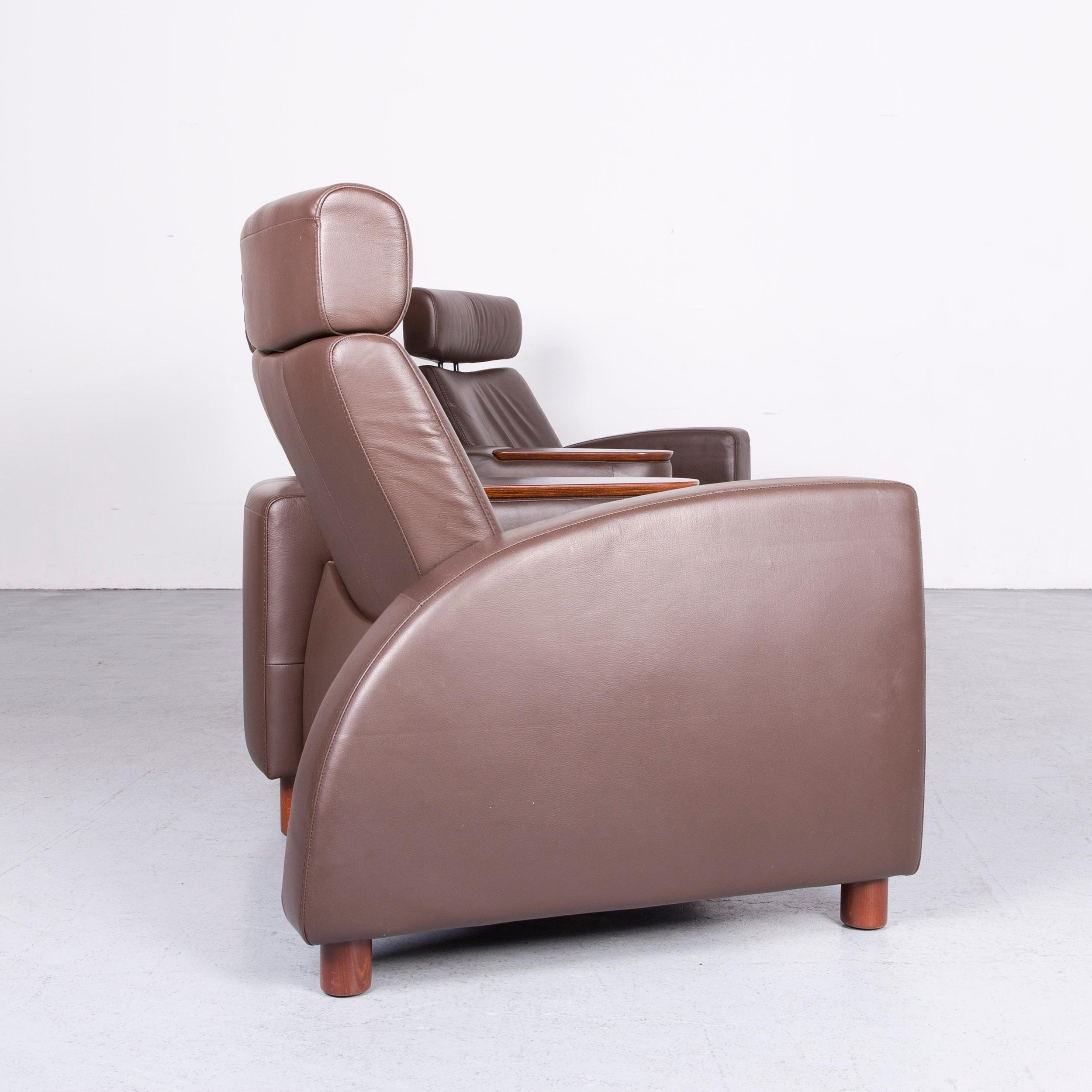 Ekornes Stressless Arion Sofa Brown Leather Four-Seat Couch with Function 6