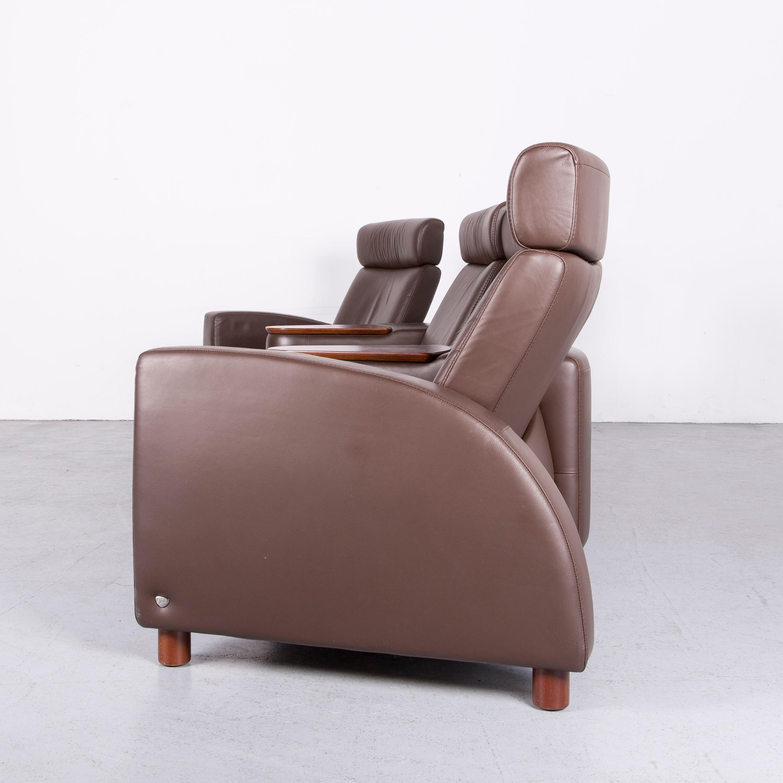 Ekornes Stressless Arion Sofa Brown Leather Four-Seat Couch with Function 8