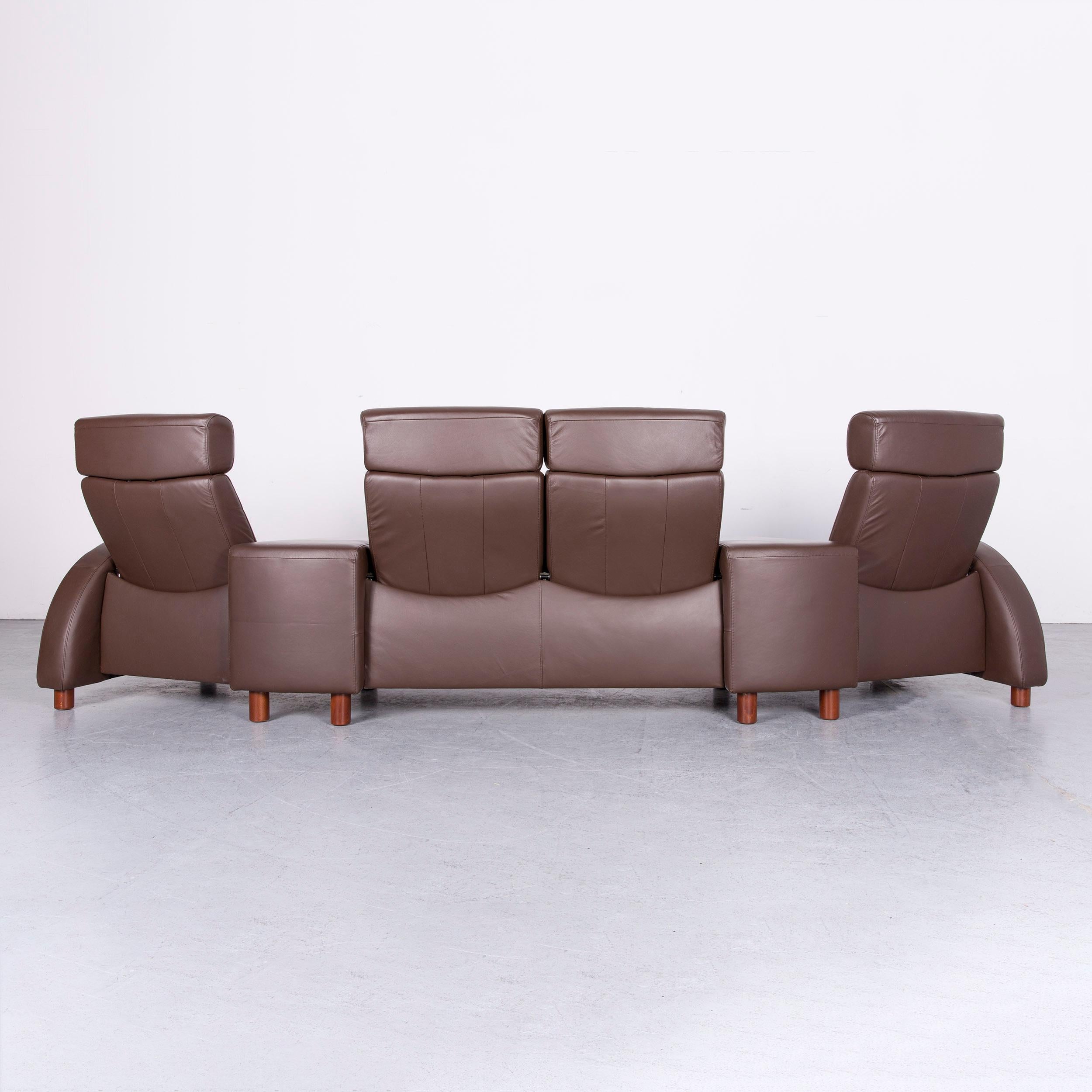 Ekornes Stressless Arion Sofa Footstool Set Brown Leather Four-Seat Couch 9