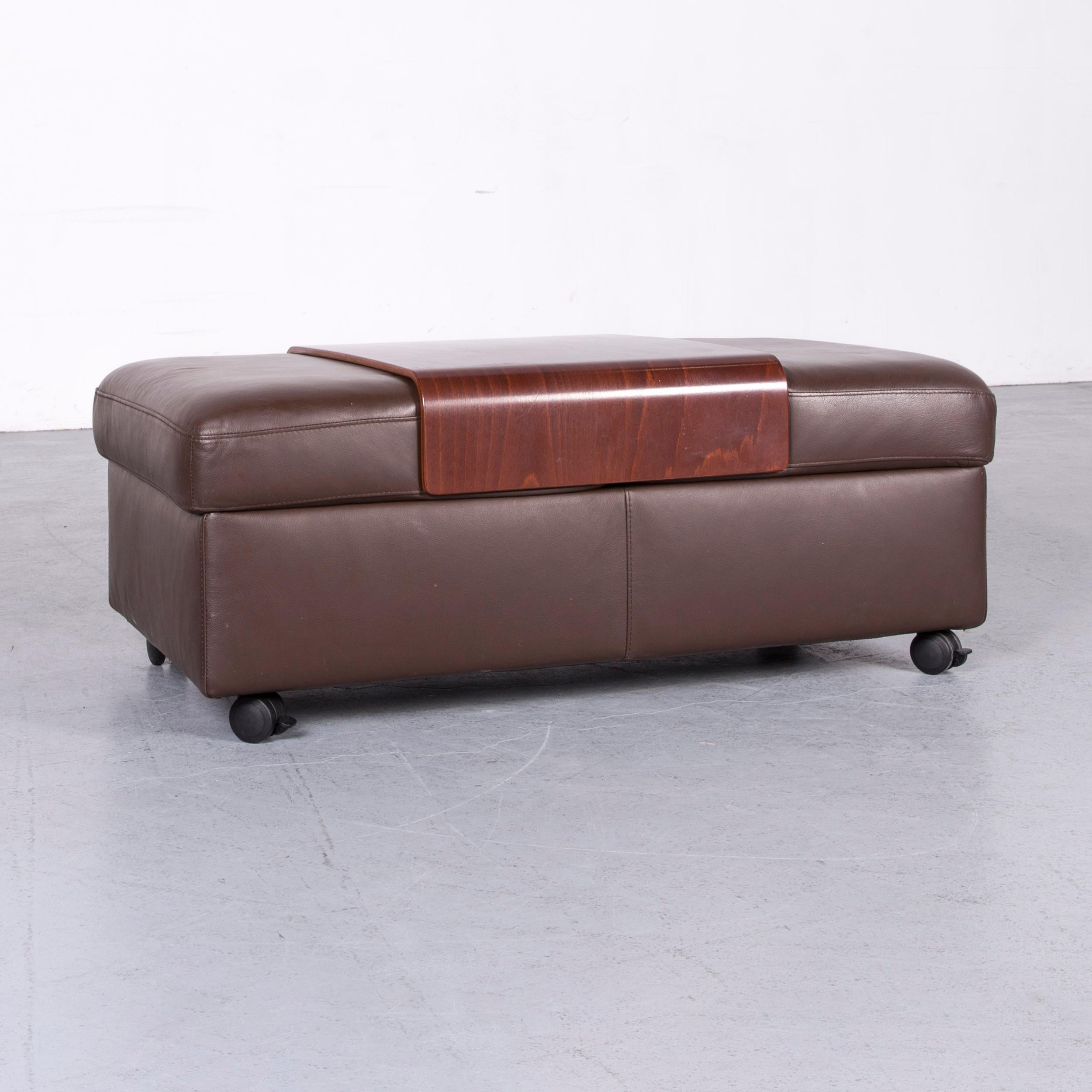 Ekornes Stressless Arion Sofa Footstool Set Brown Leather Four-Seat Couch 11