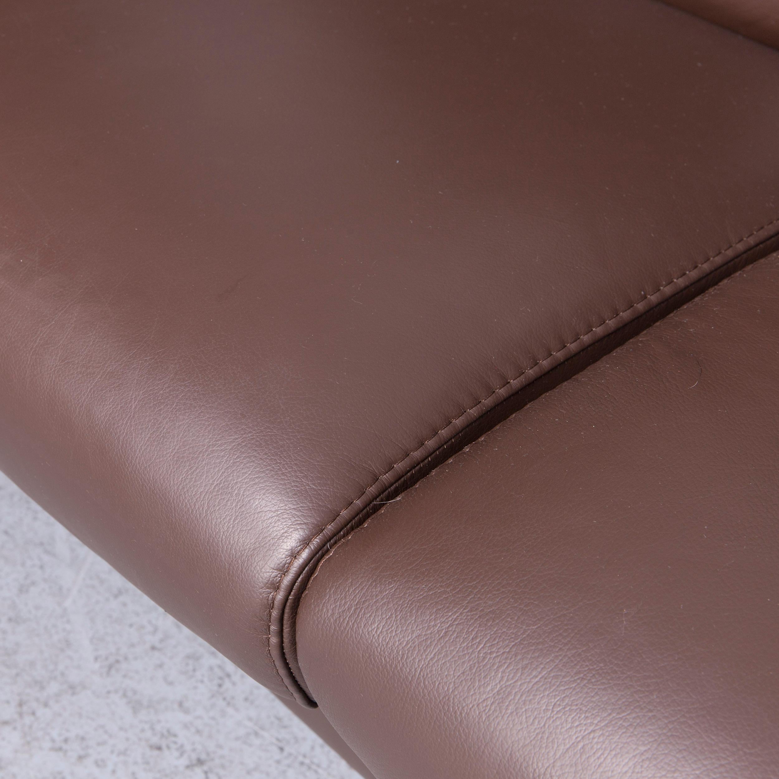 Ekornes Stressless Arion Sofa Footstool Set Brown Leather Four-Seat Couch 3