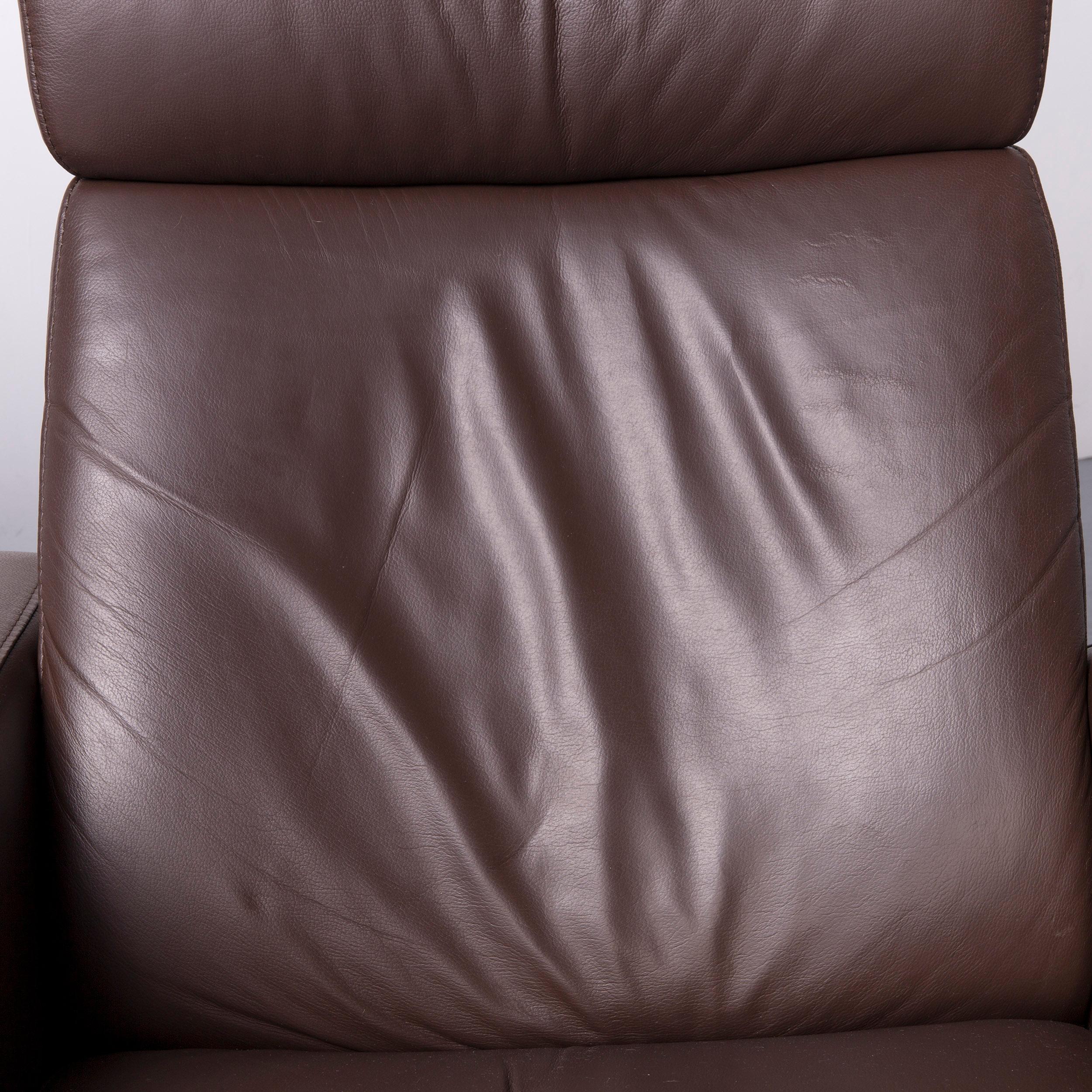 Ekornes Stressless Arion Sofa Footstool Set Brown Leather Four-Seat Couch 4