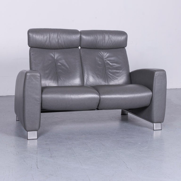 Ekornes Stressless Arion Sofa Grey Leather TwoSeat with Function at