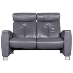 Used Ekornes Stressless Arion Sofa Grey Leather Two-Seat with Function