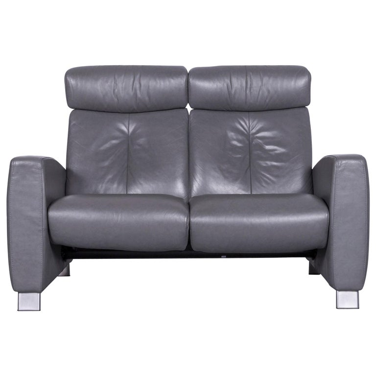 Ekornes Stressless Arion Sofa Grey Leather Two-Seat with Function at 1stDibs