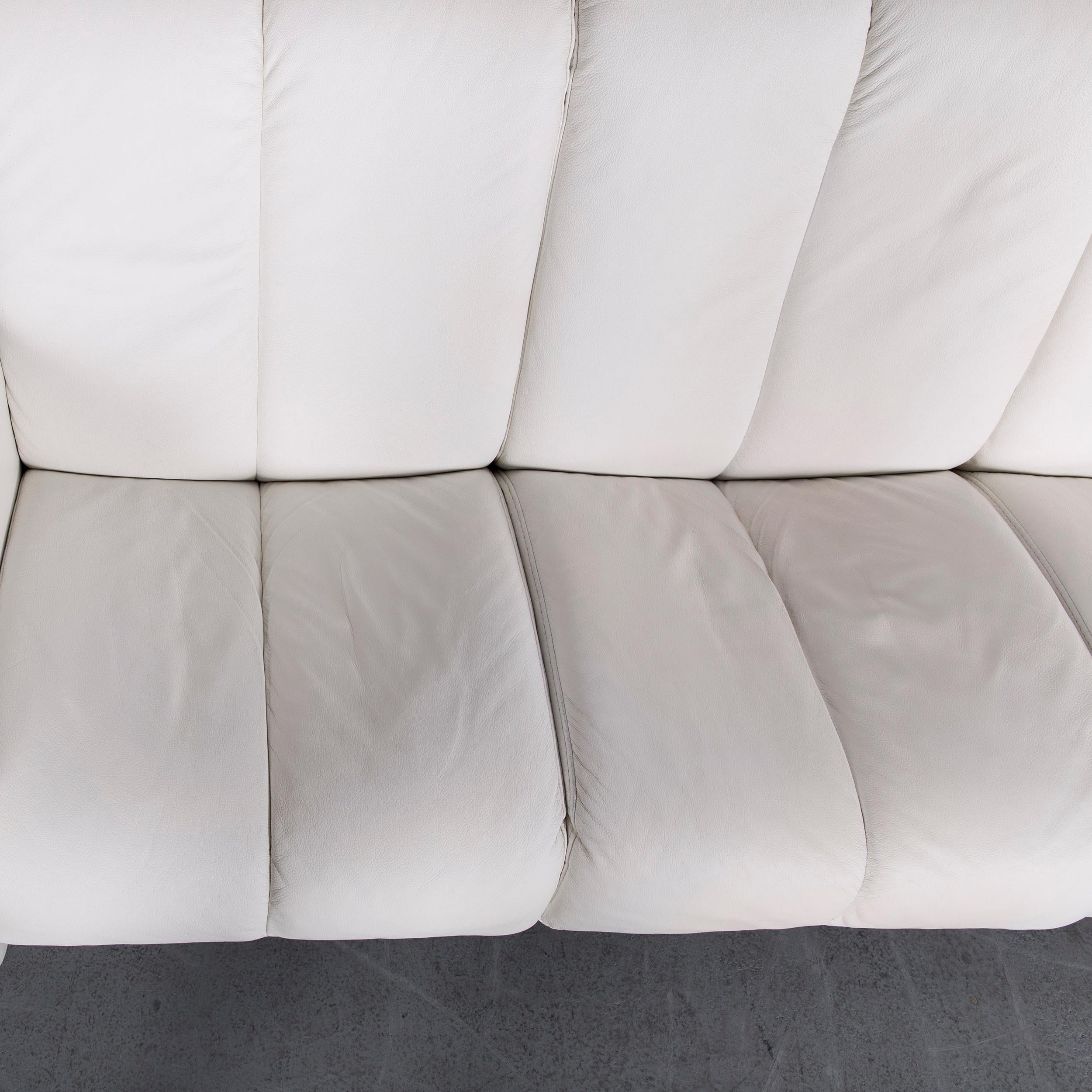 Ekornes Stressless Blues Sofa White Leather Three-Seat with Function For Sale 2