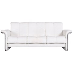 Ekornes Stressless Blues Sofa White Leather Three-Seat with Function