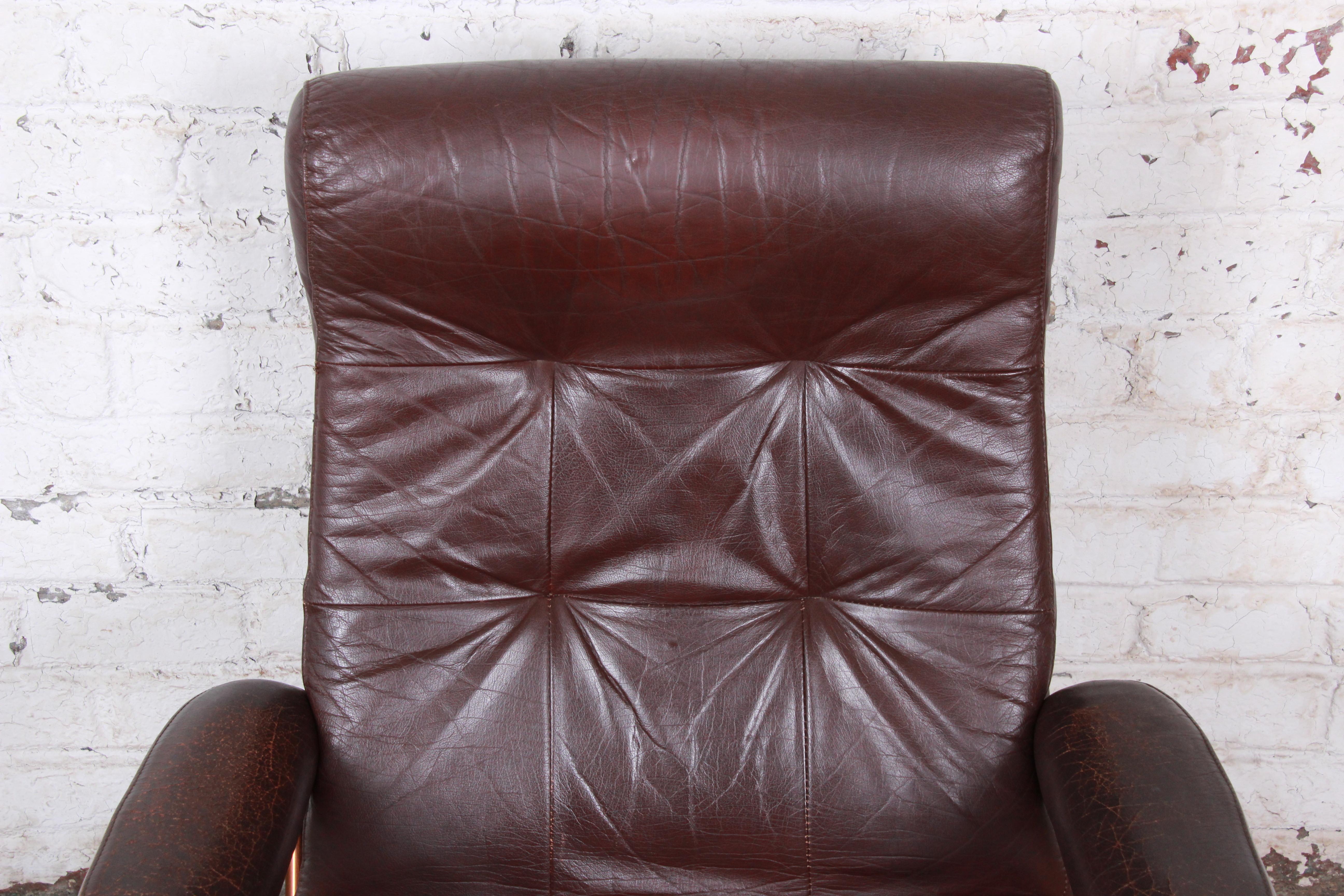 Ekornes Stressless Brown Leather Lounge Chair and Ottoman 1