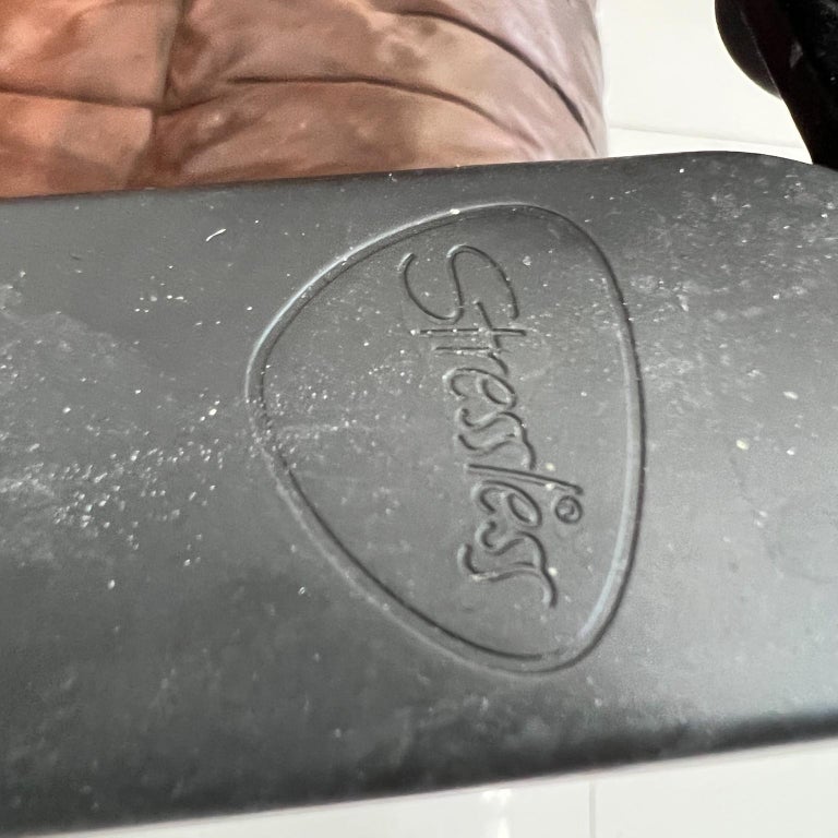 Stressless Ekornes Brown Leather Recliner and Ottoman Swing Computer ...