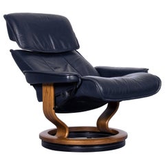 Ekornes Stressless Buckingham L Armchair Blue Leather Recliner Relax