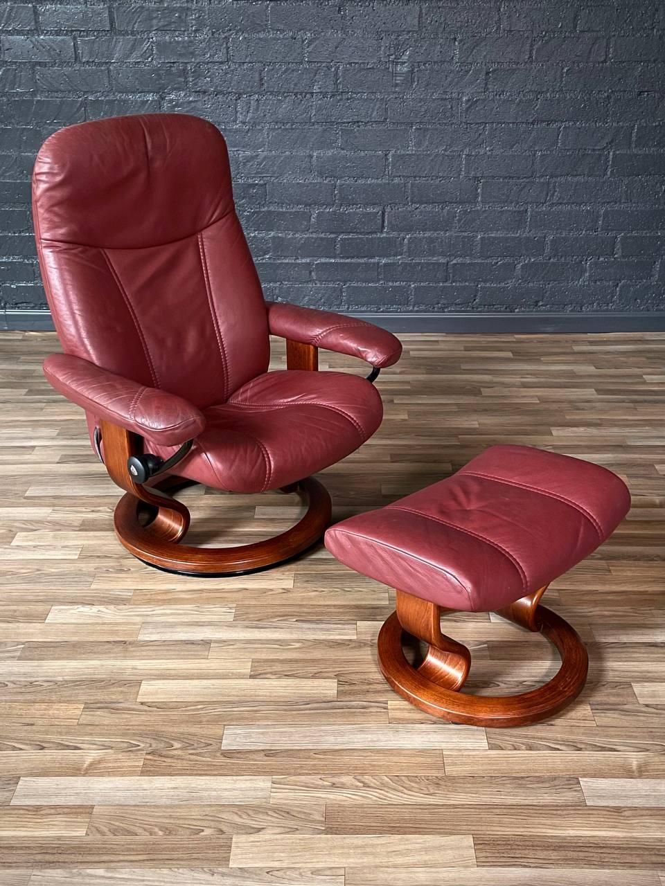 Condition: Original Condition
Materials: Burgundy Leather, Wood

Dimensions: 
Chair:
39”H x 30”W x 27.50”D
Seat Height: 16
