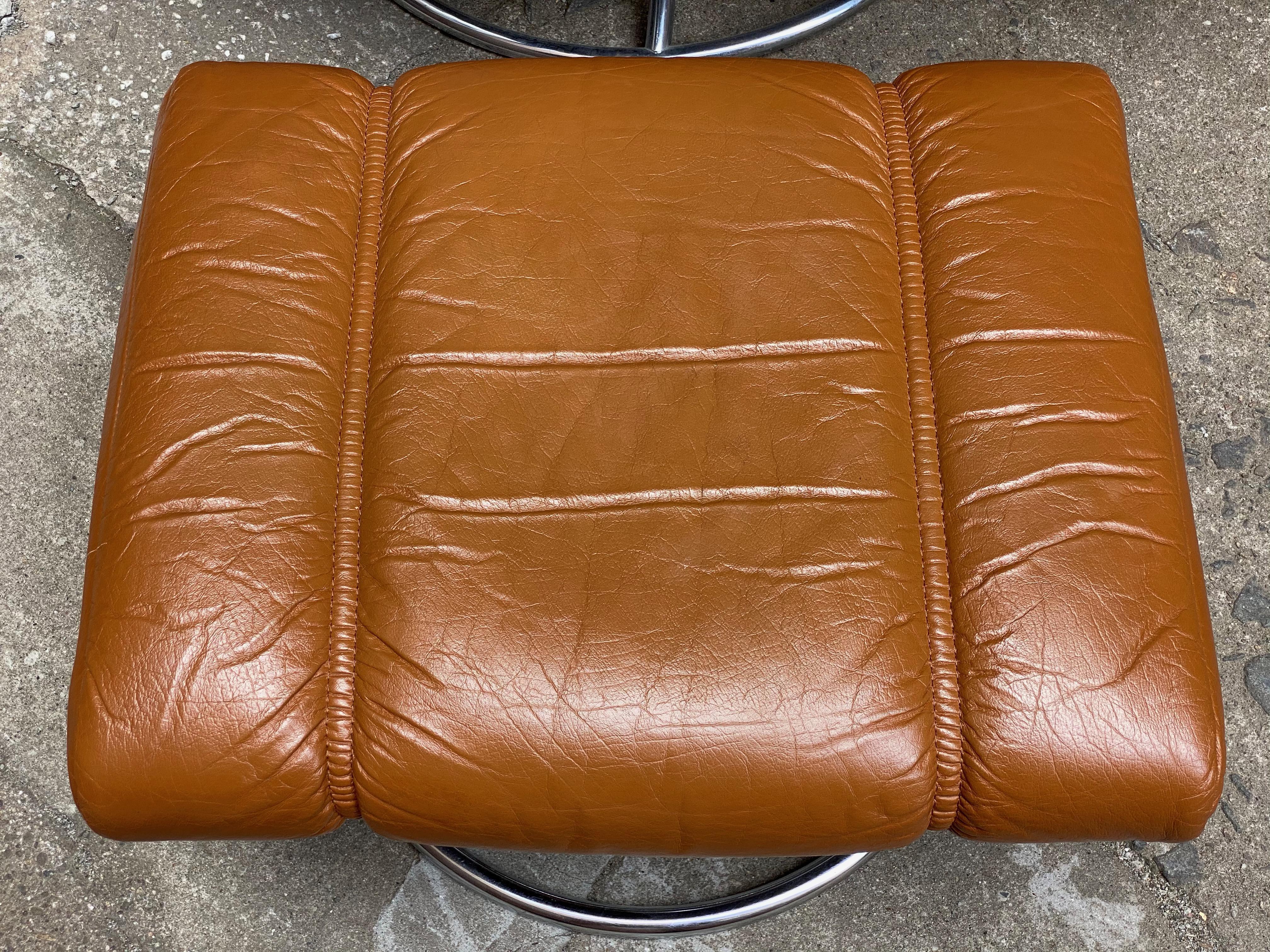 Norwegian Ekornes Stressless Butterscotch Leather Lounge Chair and Ottoman