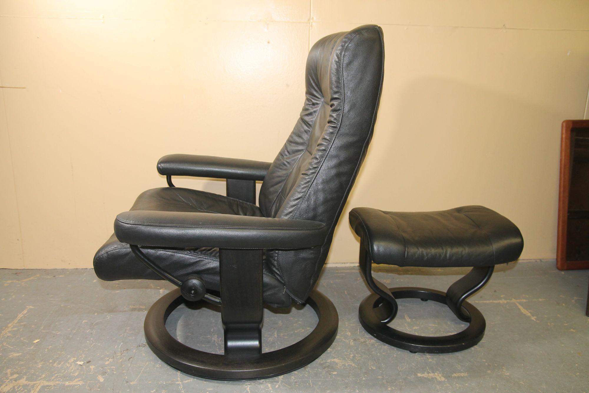 Norwegian Ekornes Stressless Chair and Ottoman For Sale