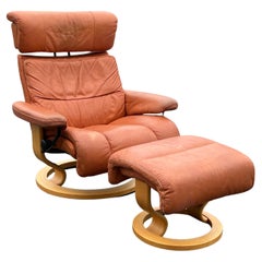 Ekornes Stressless Cognac Leder Liegedrehsessel mit Ottomane