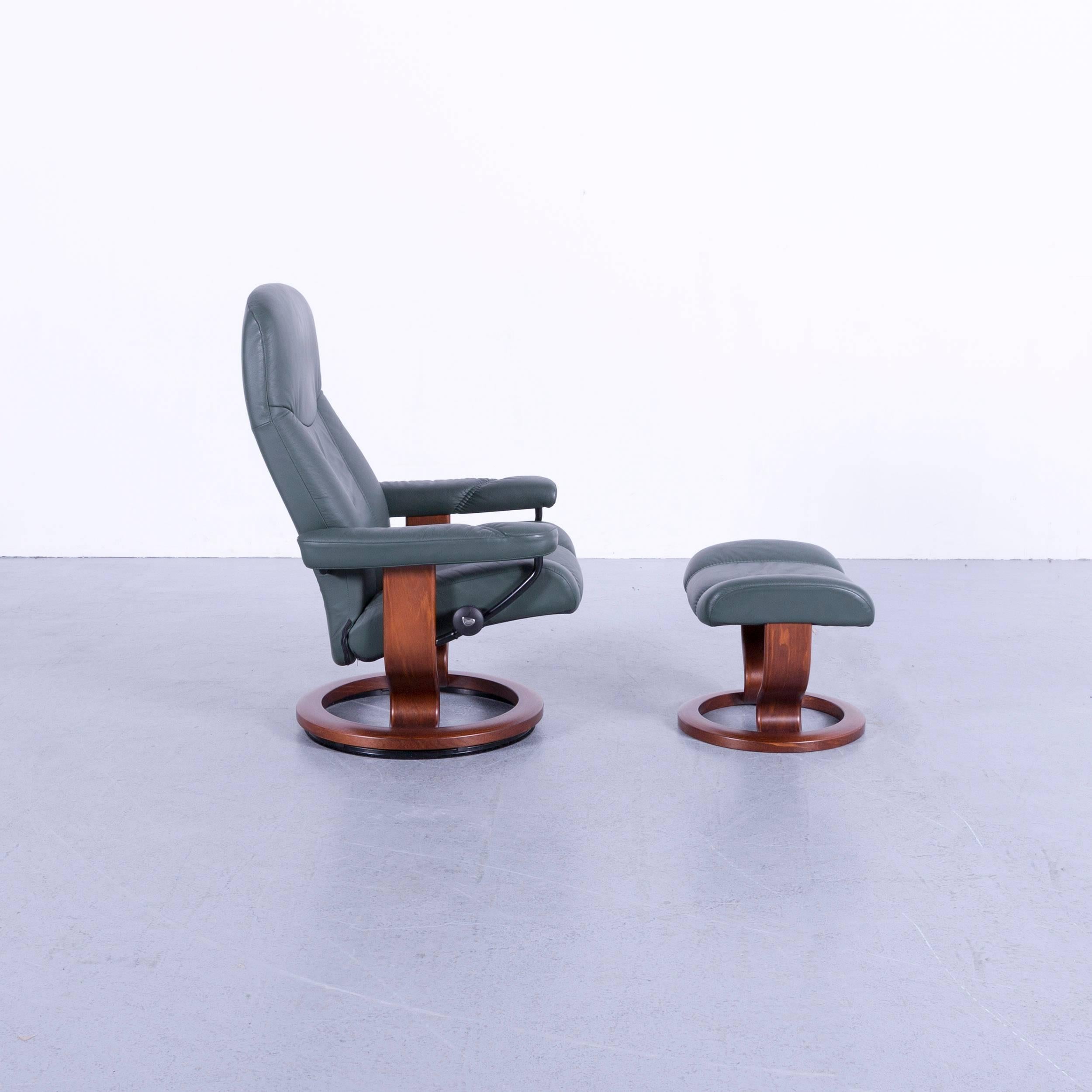 Ekornes Stressless Consul Armchair Set Green Leather Modern Recliner Chair 4