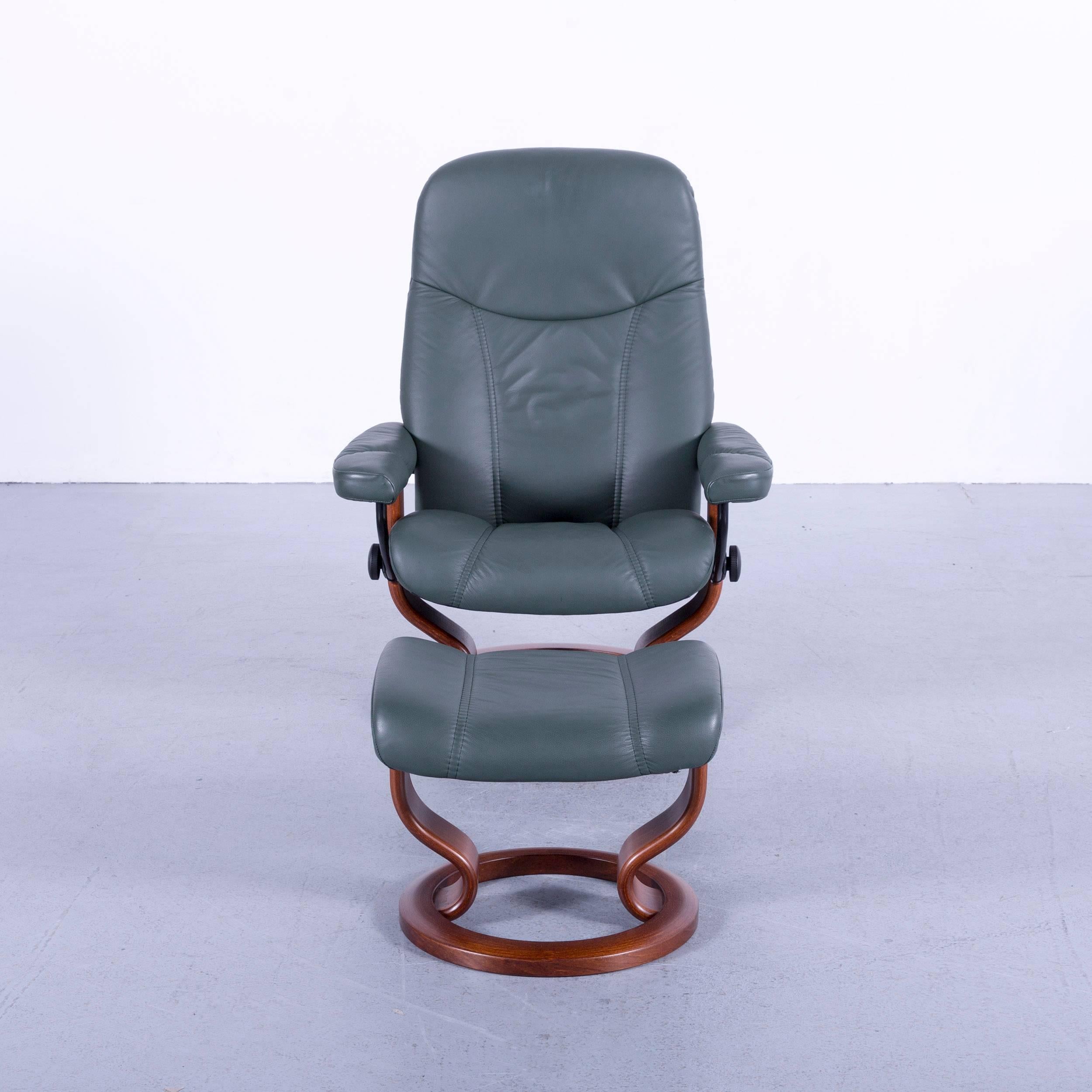 Allemand Ekornes Stressless Consul Armchair Set Green Leather Modern Recliner Chair