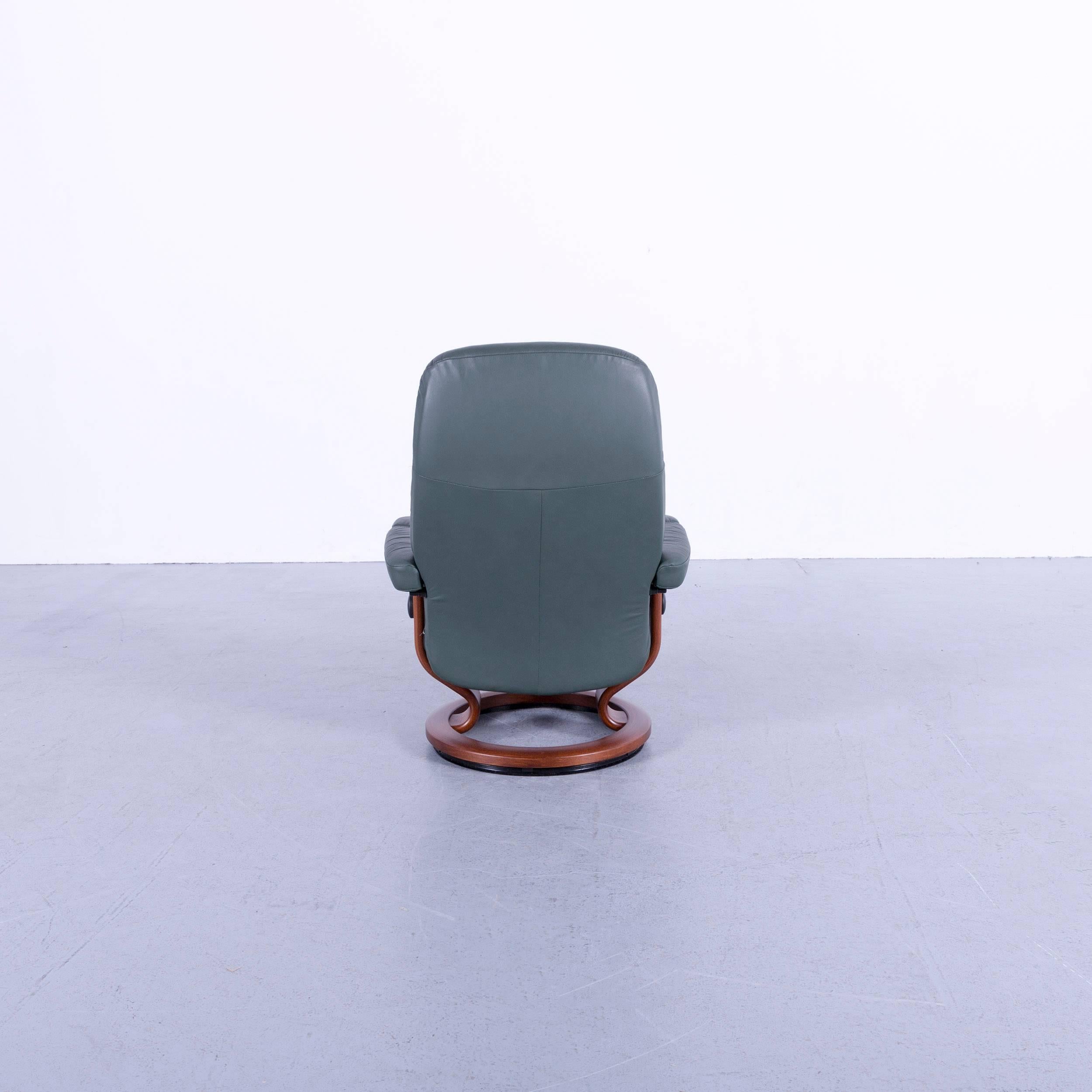 Ekornes Stressless Consul Armchair Set Green Leather Modern Recliner Chair 1