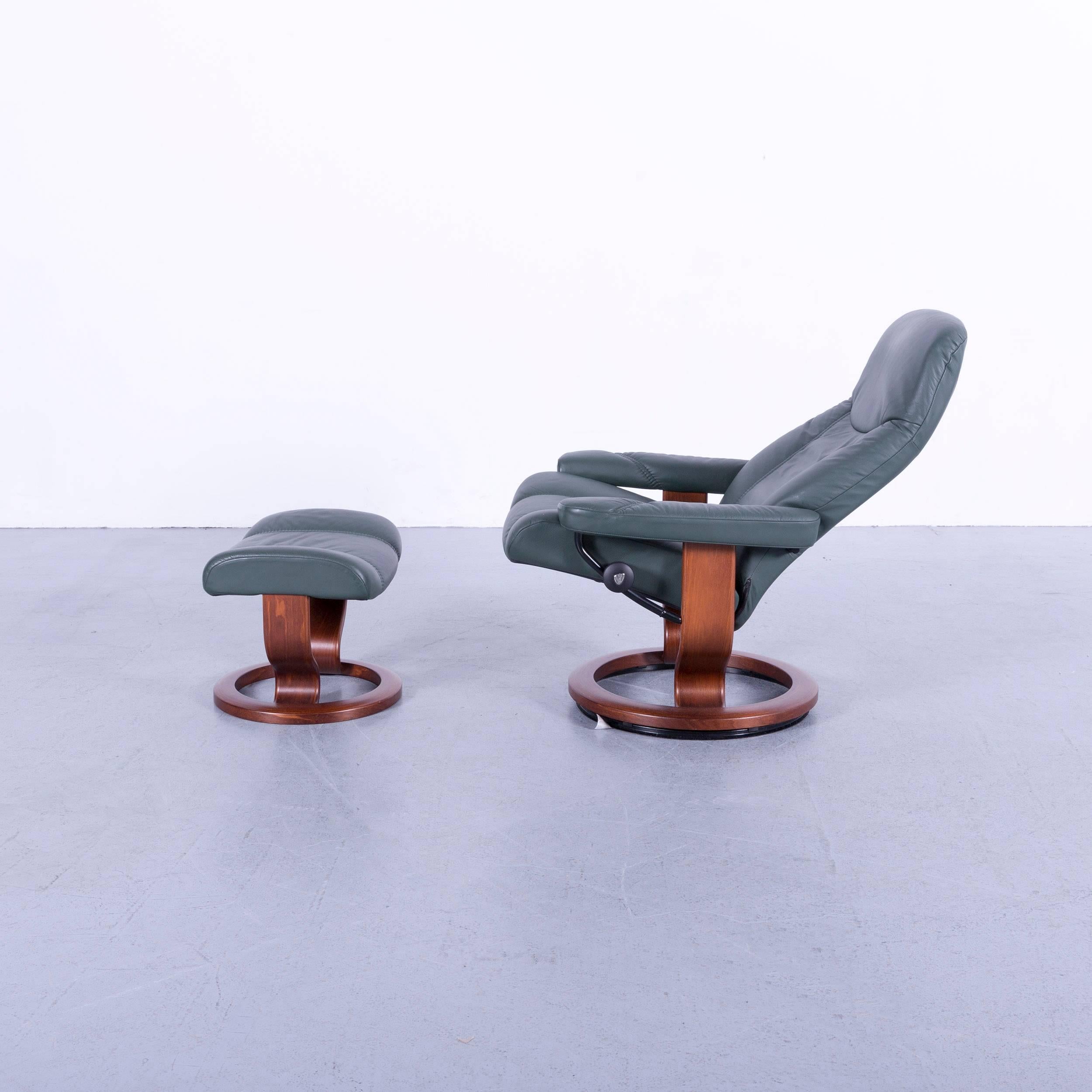 Ekornes Stressless Consul Armchair Set Green Leather Modern Recliner Chair 2