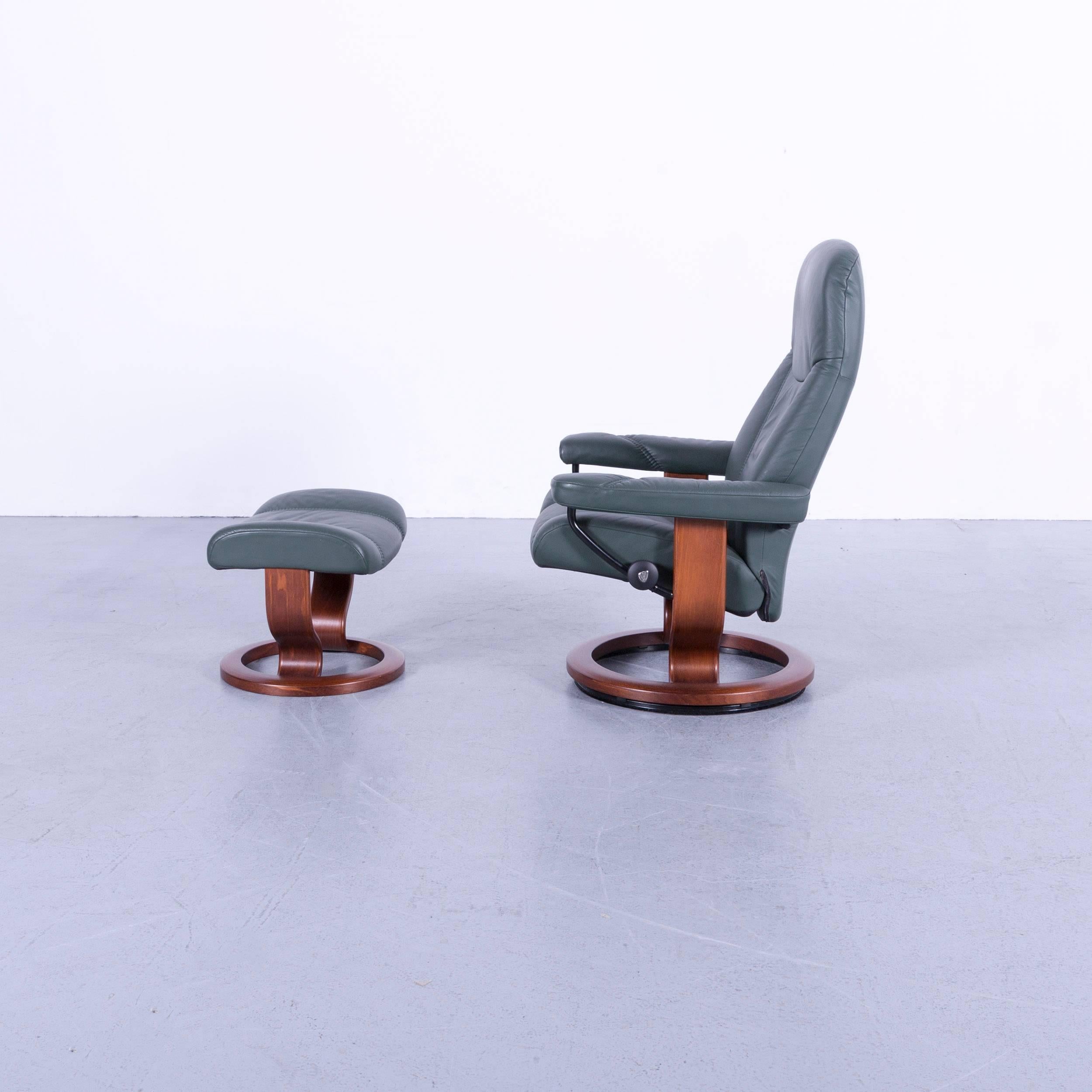 Ekornes Stressless Consul Armchair Set Green Leather Modern Recliner Chair 3