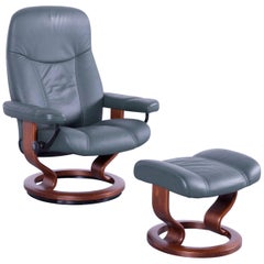 Ekornes Stressless Consul Armchair Set Green Leather Modern Recliner Chair