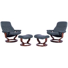 Ekornes Stressless Consul Armchair Two Set Green Leather Modern Recliner Chair