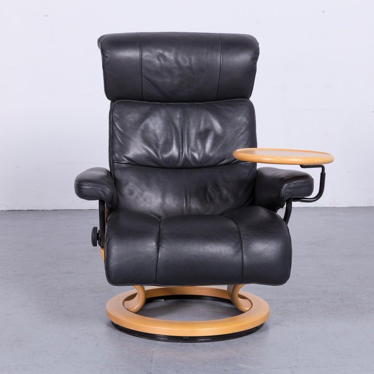 Ekornes Stressless Designer Armchair and Footstool Black Leather