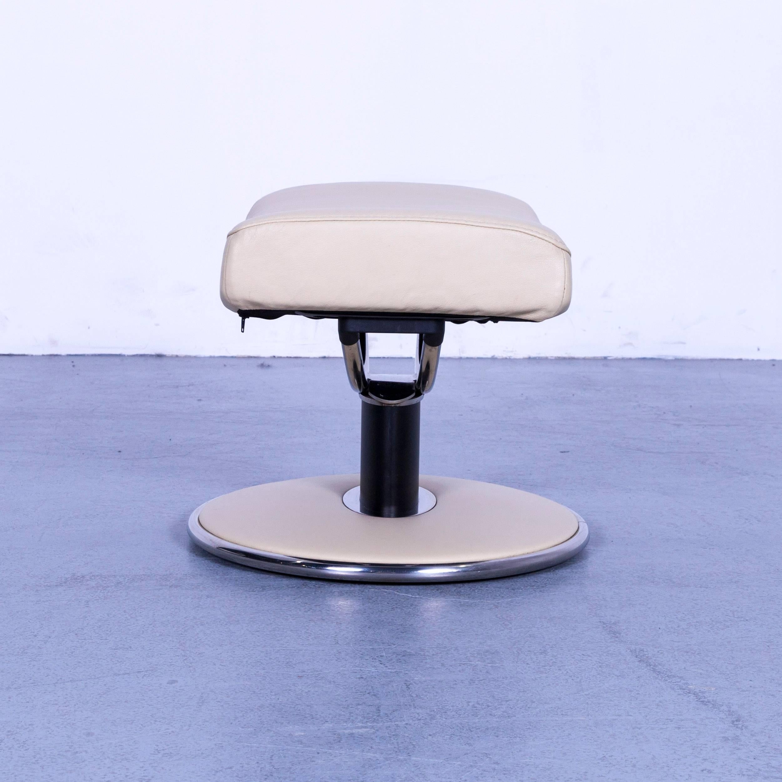 Ekornes Stressless Jazz Armchair Set and Foot Stool in Beige Leather, Recliner 8