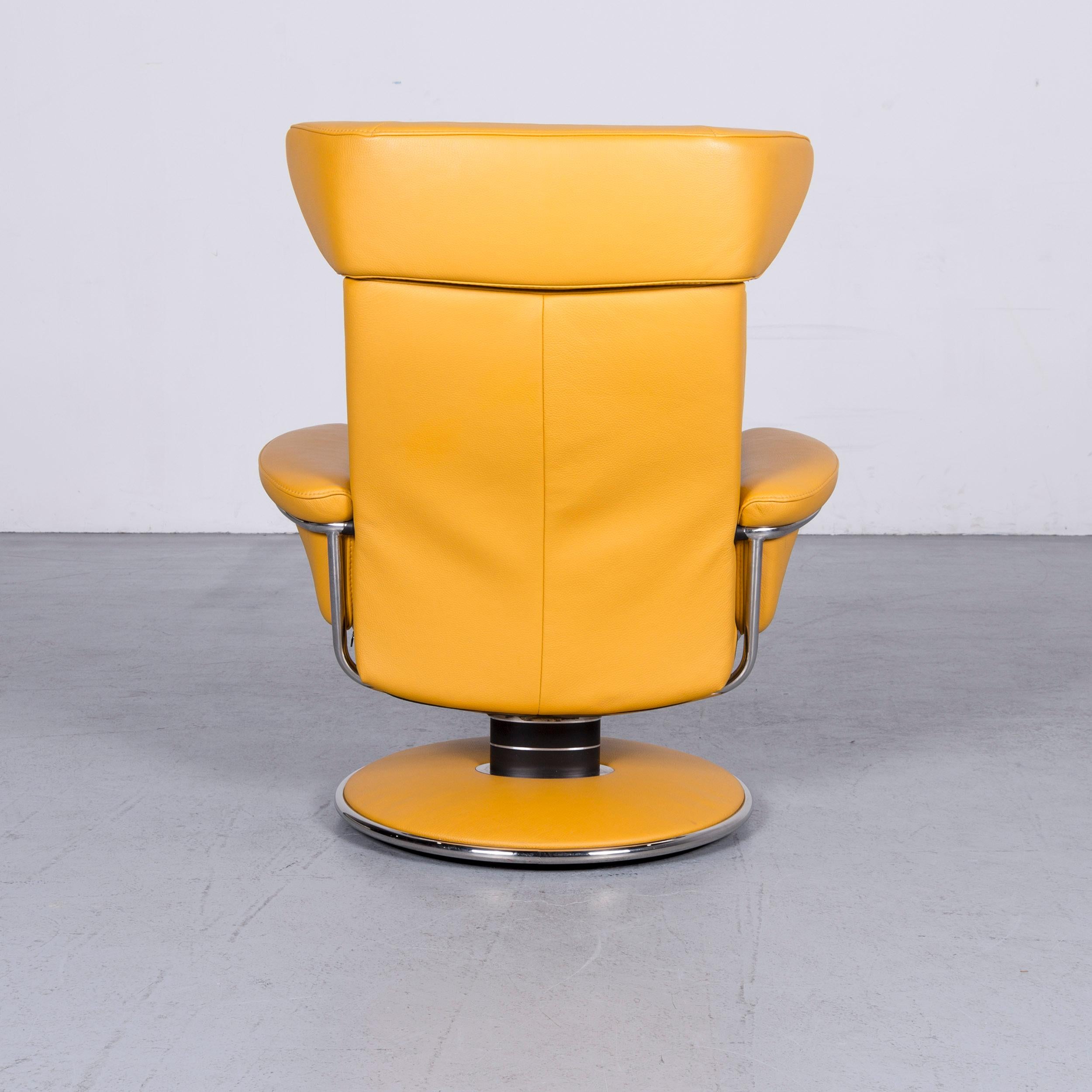 Ekornes Stressless Jazz Designer Leather Armchair Yellow with Stool 2