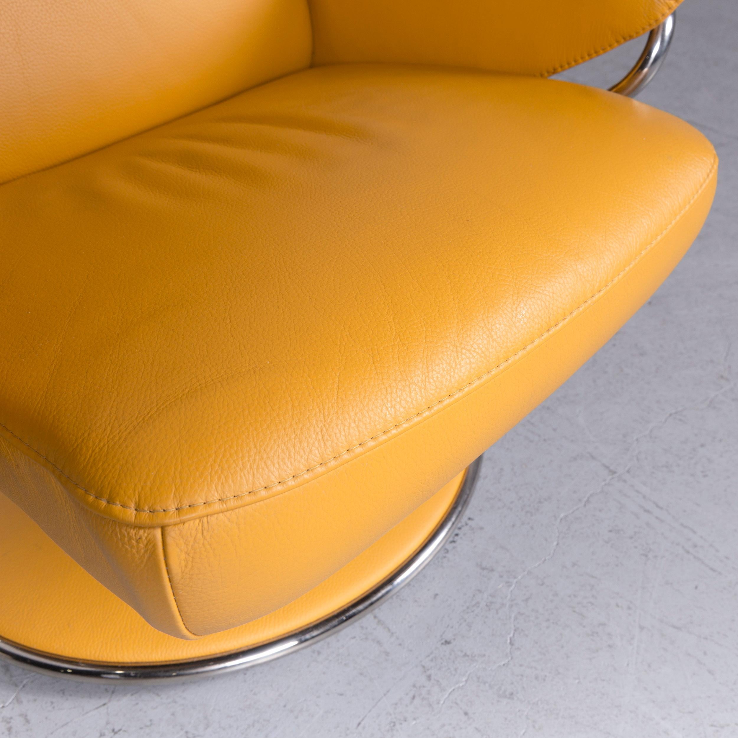 Swedish Ekornes Stressless Jazz Designer Leather Armchair Yellow with Stool