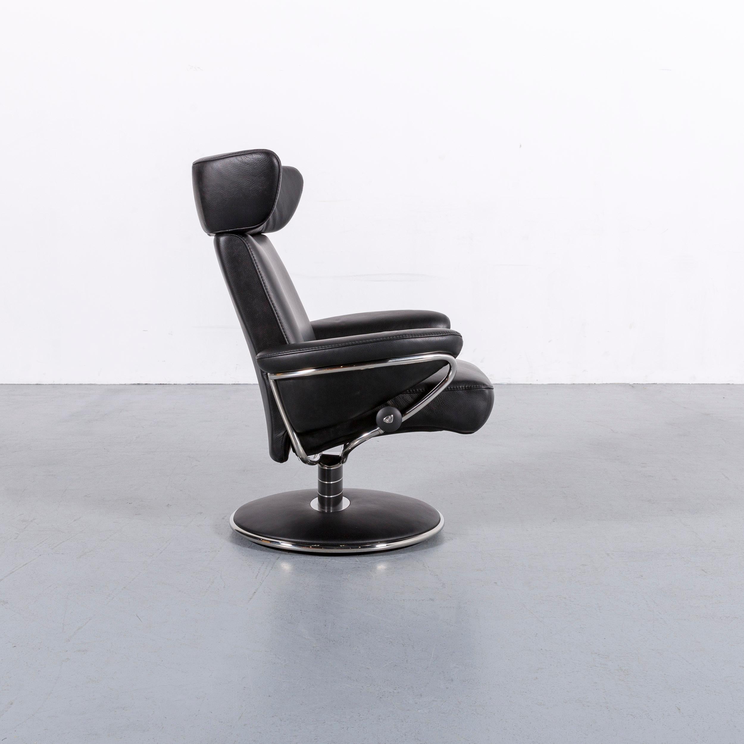 Fauteuil de bureau en cuir noir Stressless Jazz Designer de Ekornes 4