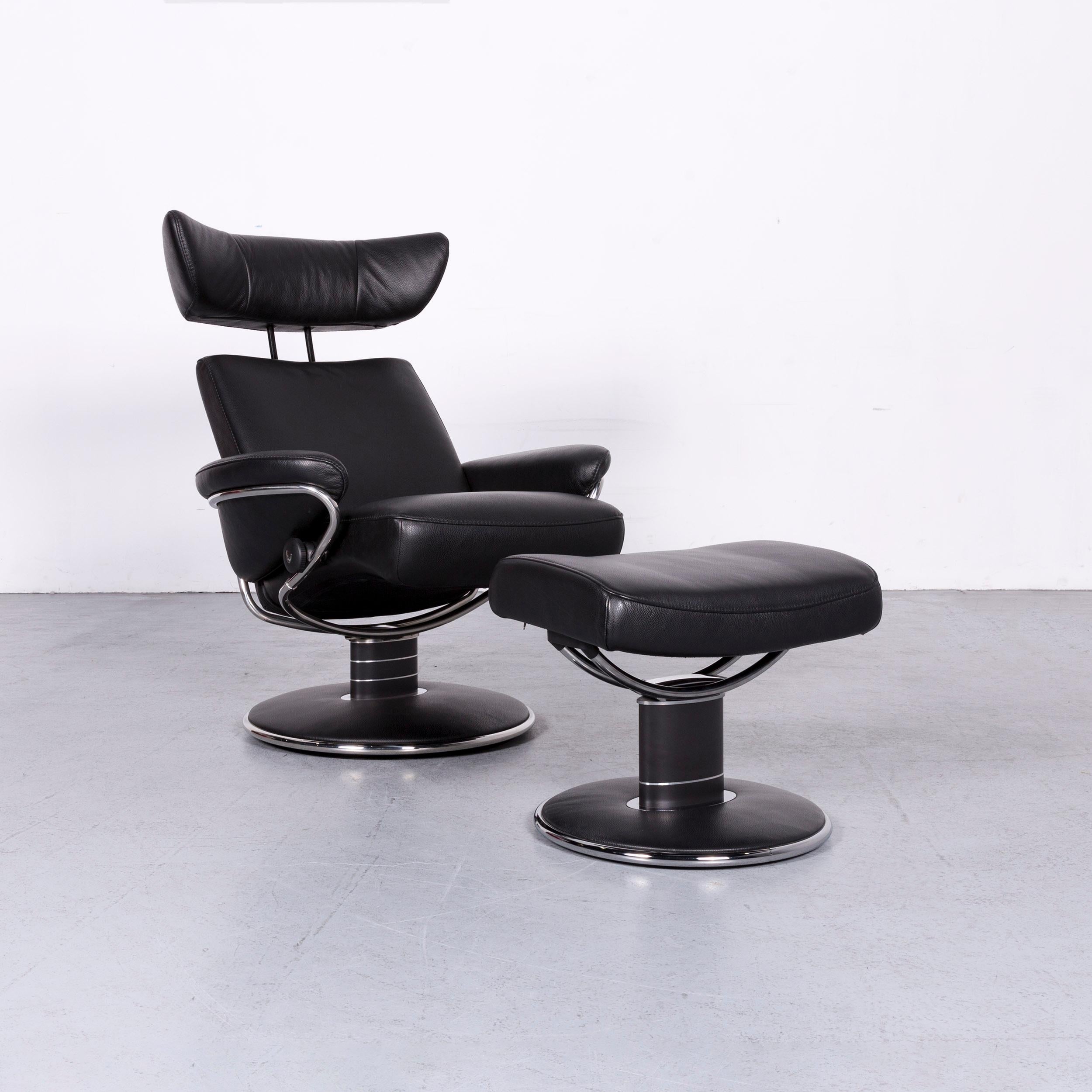 Nous vous présentons un fauteuil de bureau en cuir design Ekornes Stressless jazz noir.