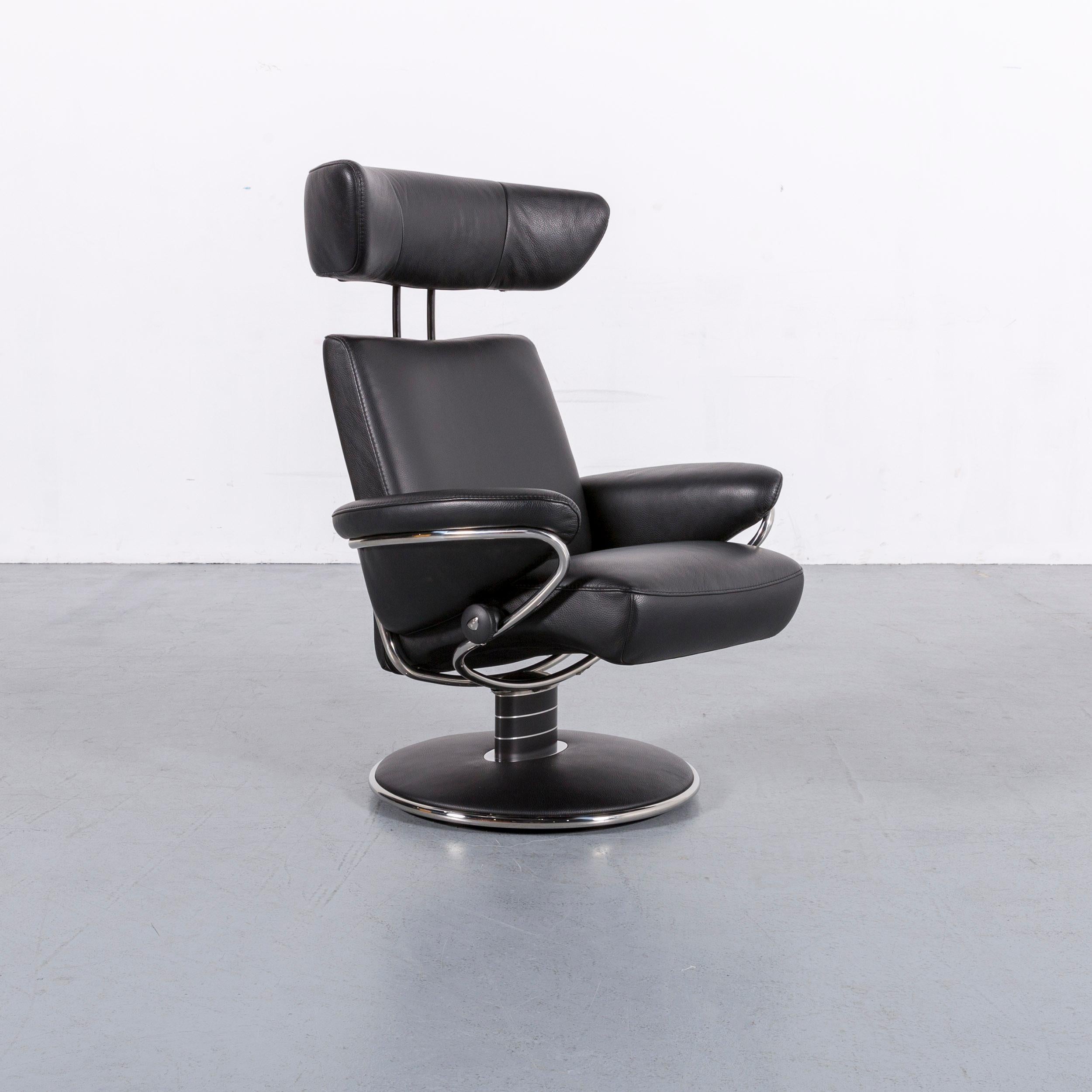Ekornes Stressless Jazz Designer Leather Office Chair Black In Excellent Condition In Cologne, DE