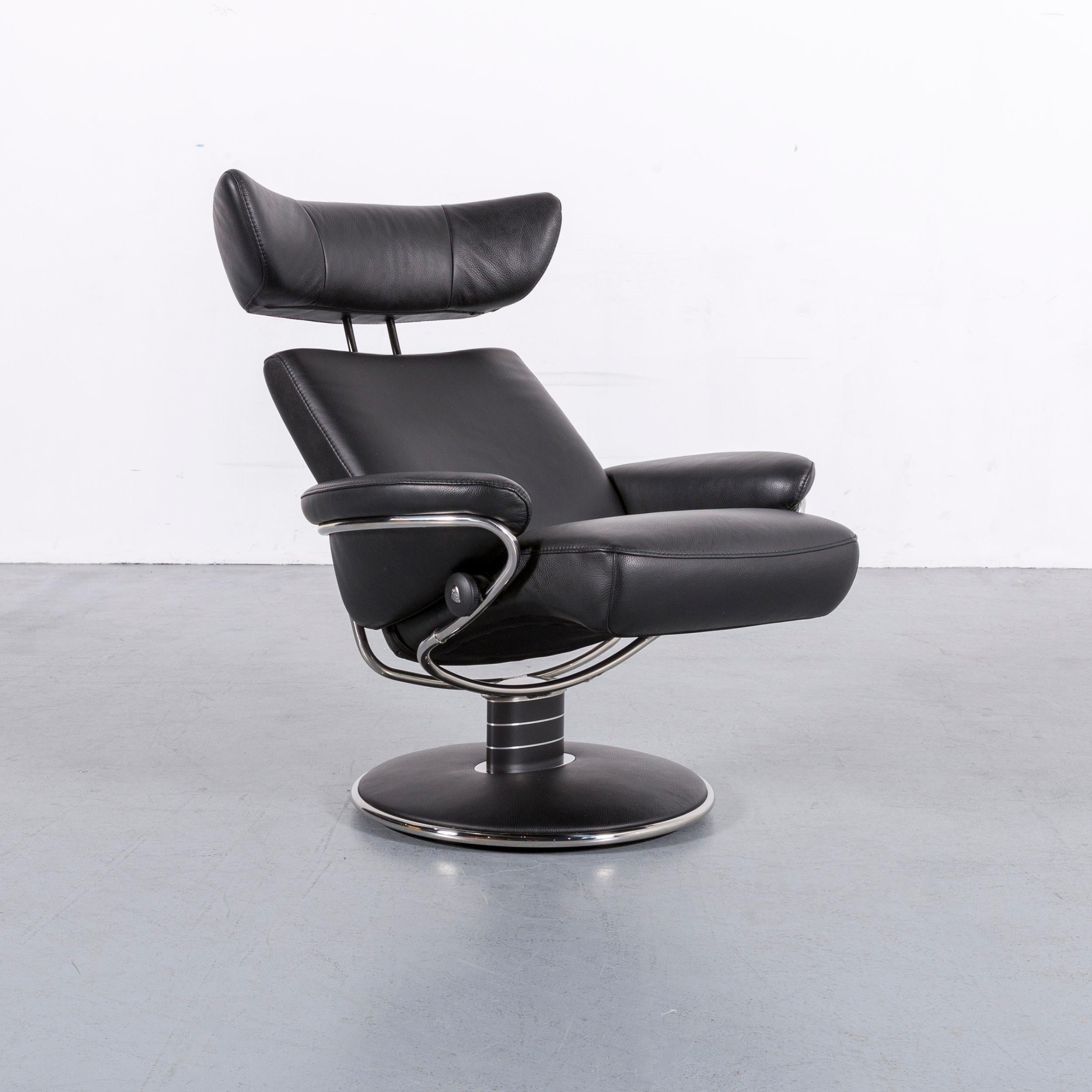 Fauteuil de bureau en cuir noir Stressless Jazz Designer de Ekornes 1