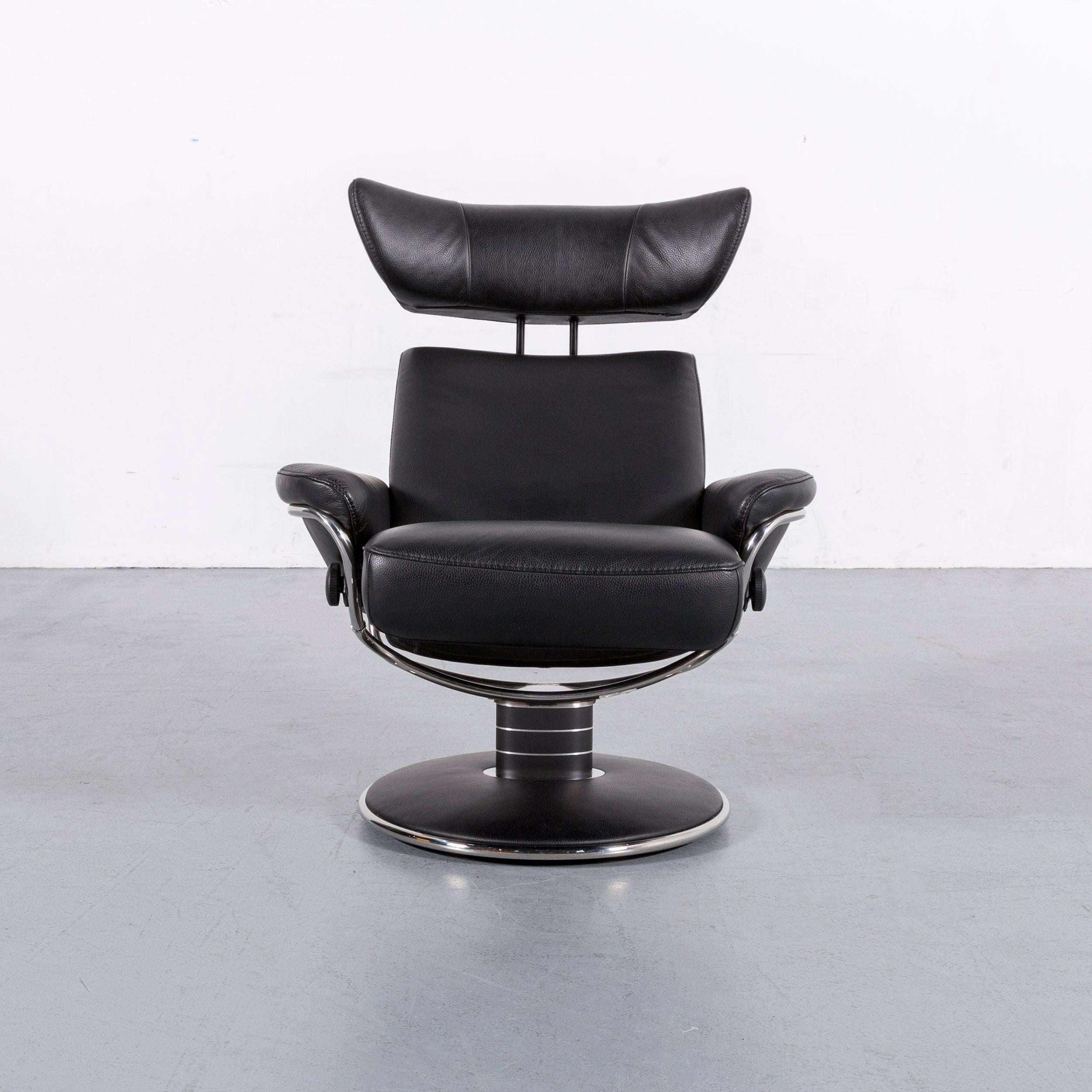 Fauteuil de bureau en cuir noir Stressless Jazz Designer de Ekornes 2