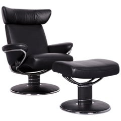 Fauteuil de bureau en cuir noir Stressless Jazz Designer de Ekornes