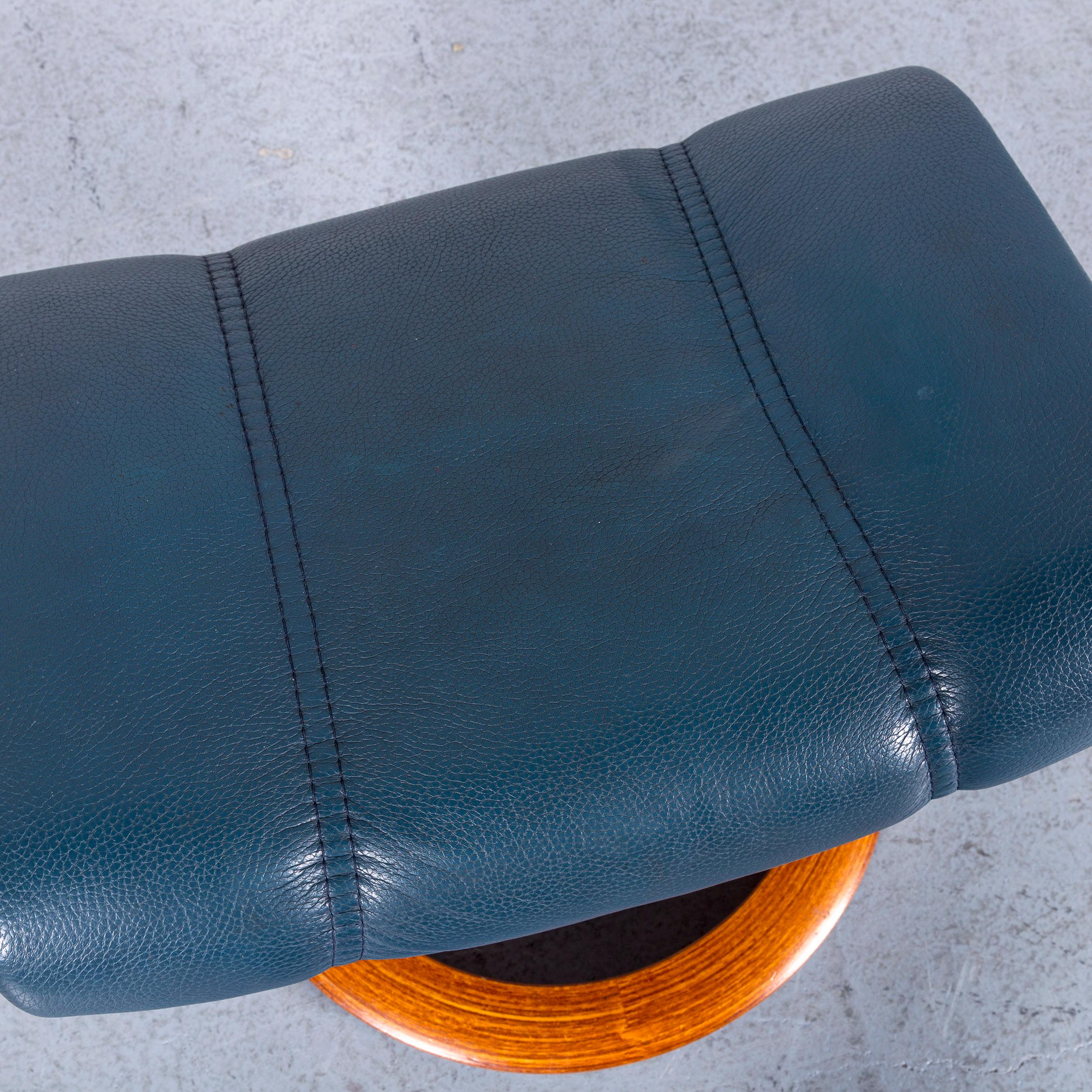 Ekornes Stressless Leather Corner Sofa Blue and Foot-Stool 9