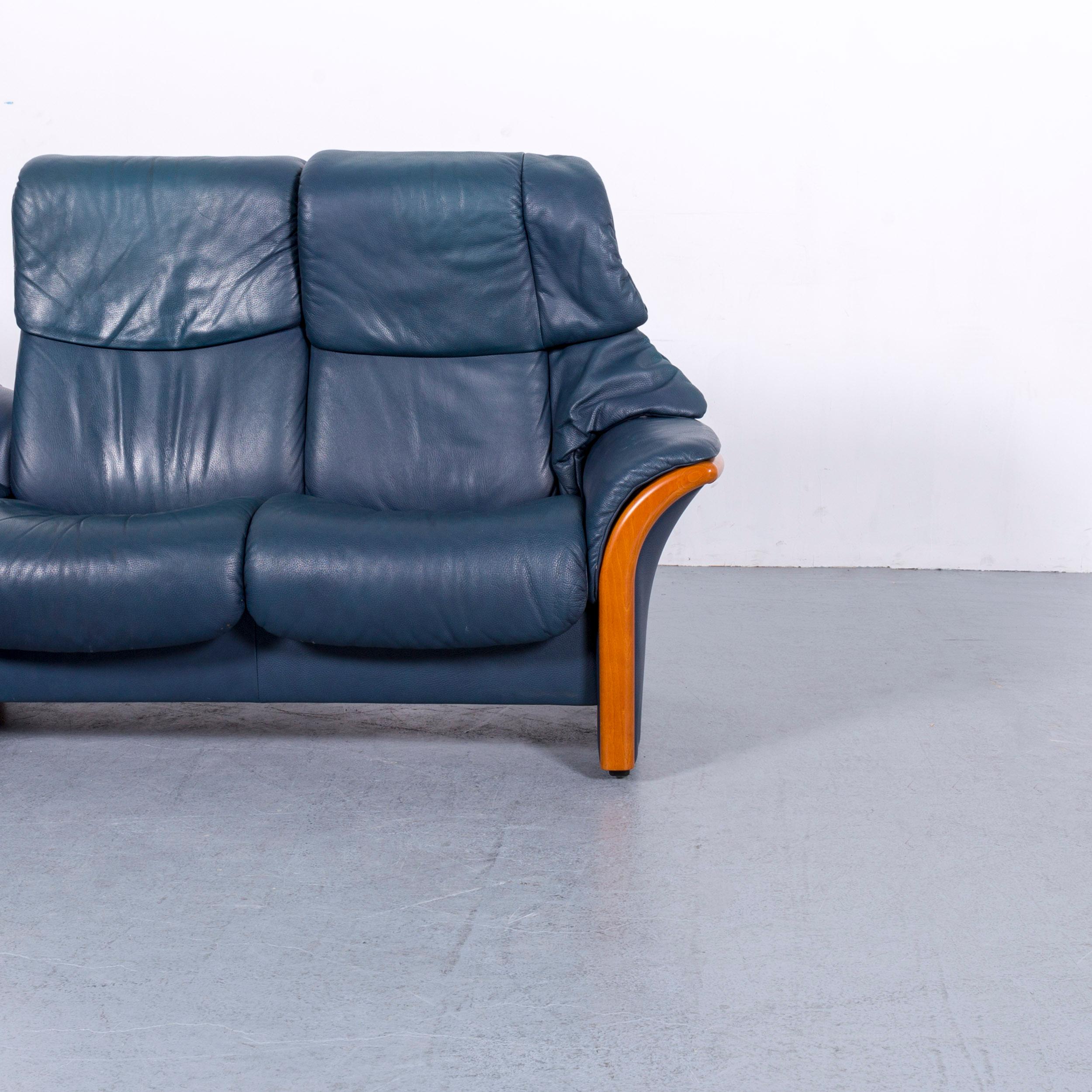 Ekornes Stressless Leather Corner Sofa Blue and Foot-Stool 1