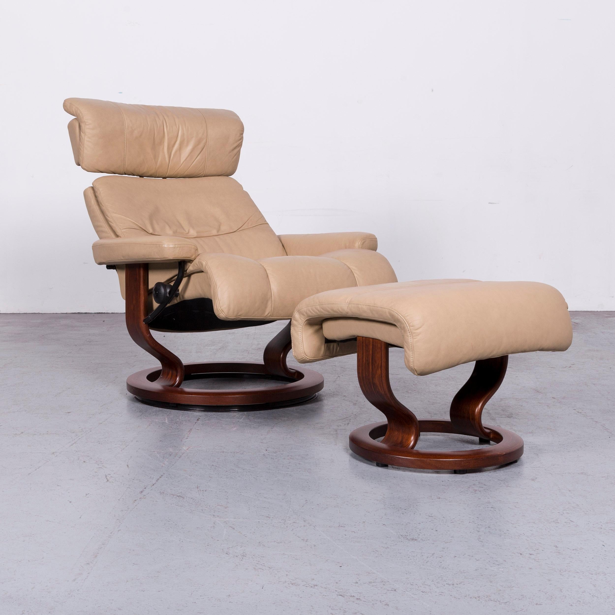 Tedesco Ekornes Stressless Memphis L Set di poltrone in pelle beige Sedia moderna reclinabile