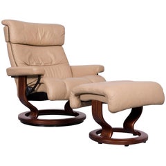 Ekornes Stressless Memphis L Sessel-Set Beige Leder Moderner Liegesessel