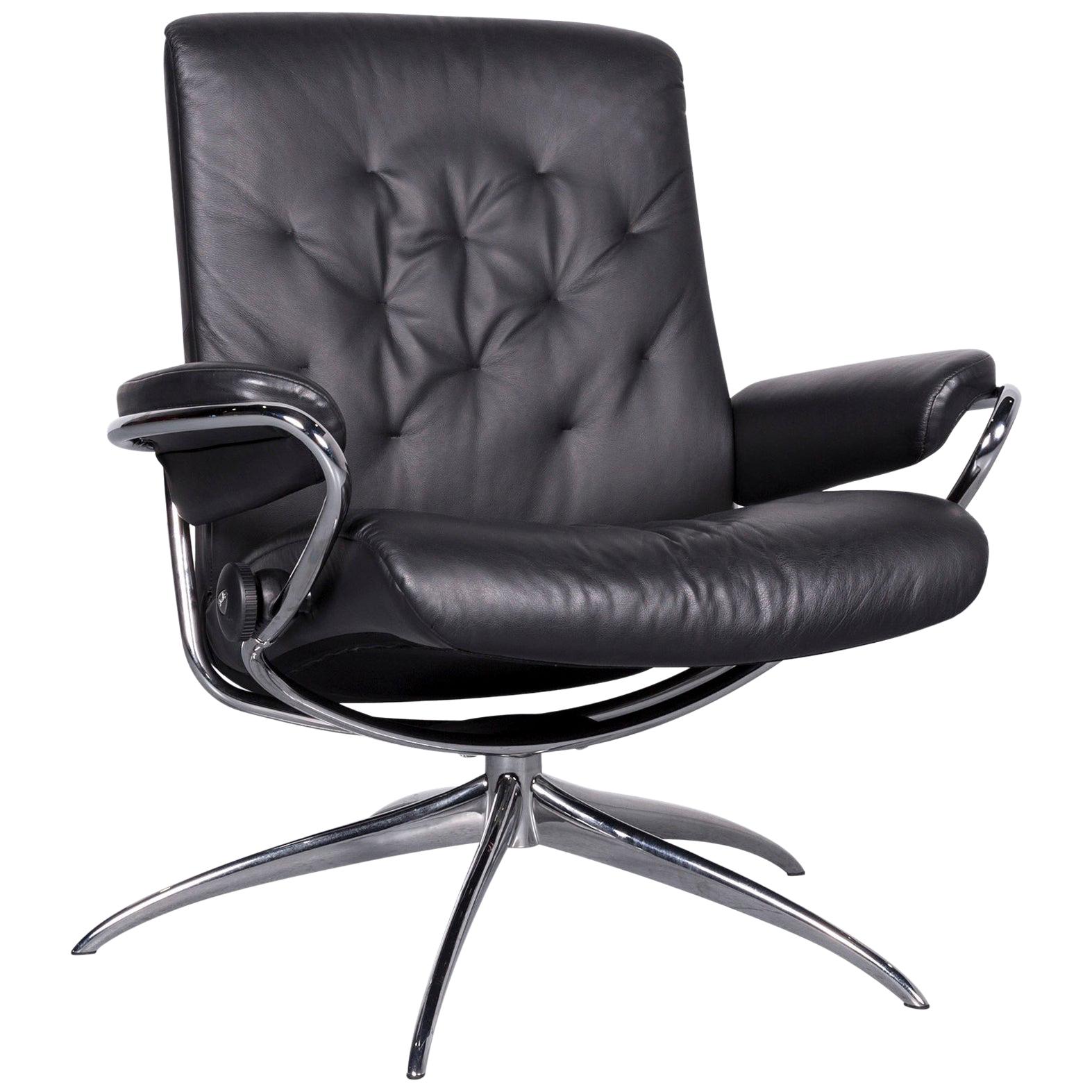 Ekornes Stressless Metro M Low Back Designer Leather Office Chair Black For Sale