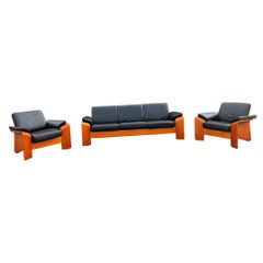 Stressless Moderne Sofastühle und Ottomane aus schwarzem Leder „Pegasus“